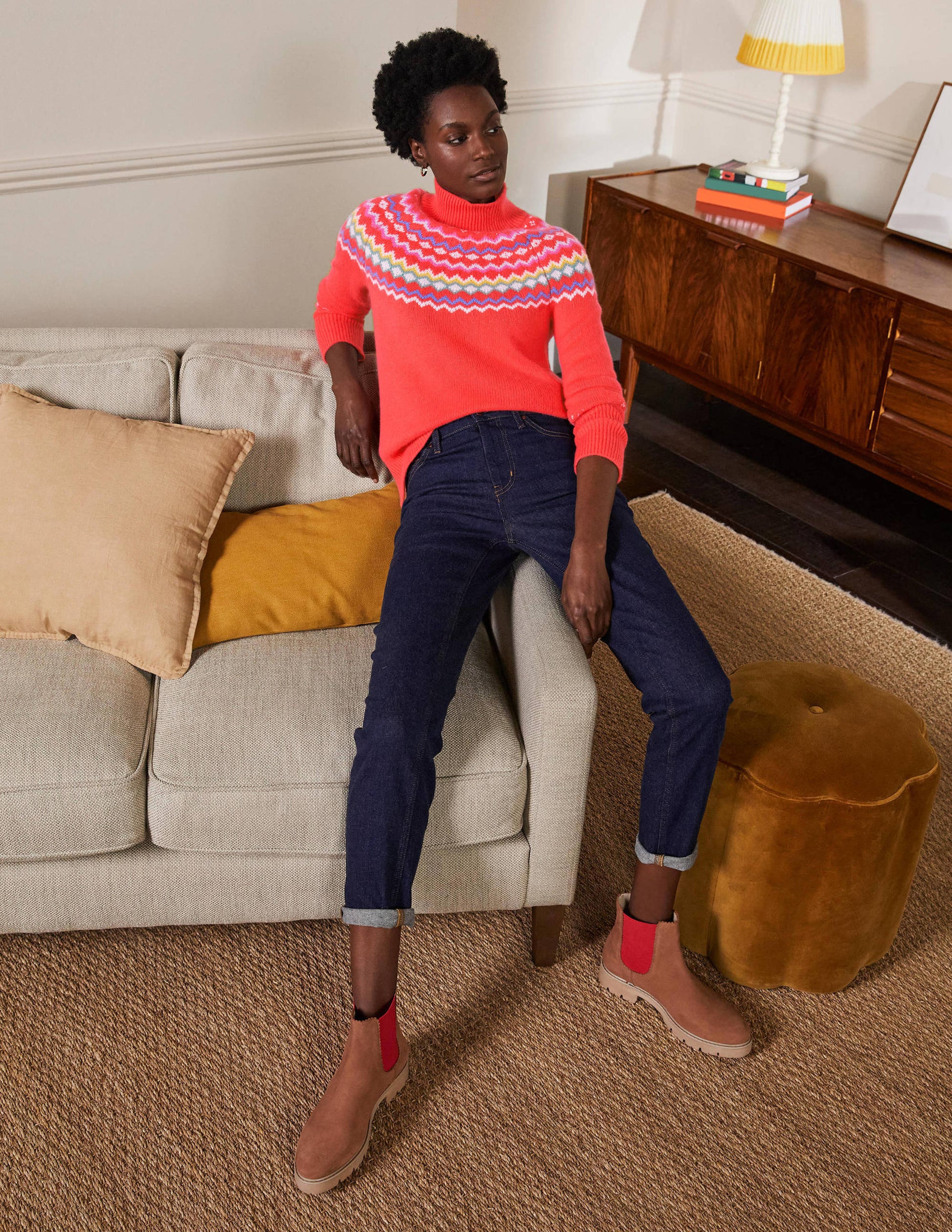 Anna Cashmere Sweater-Coral Fair Isle-4