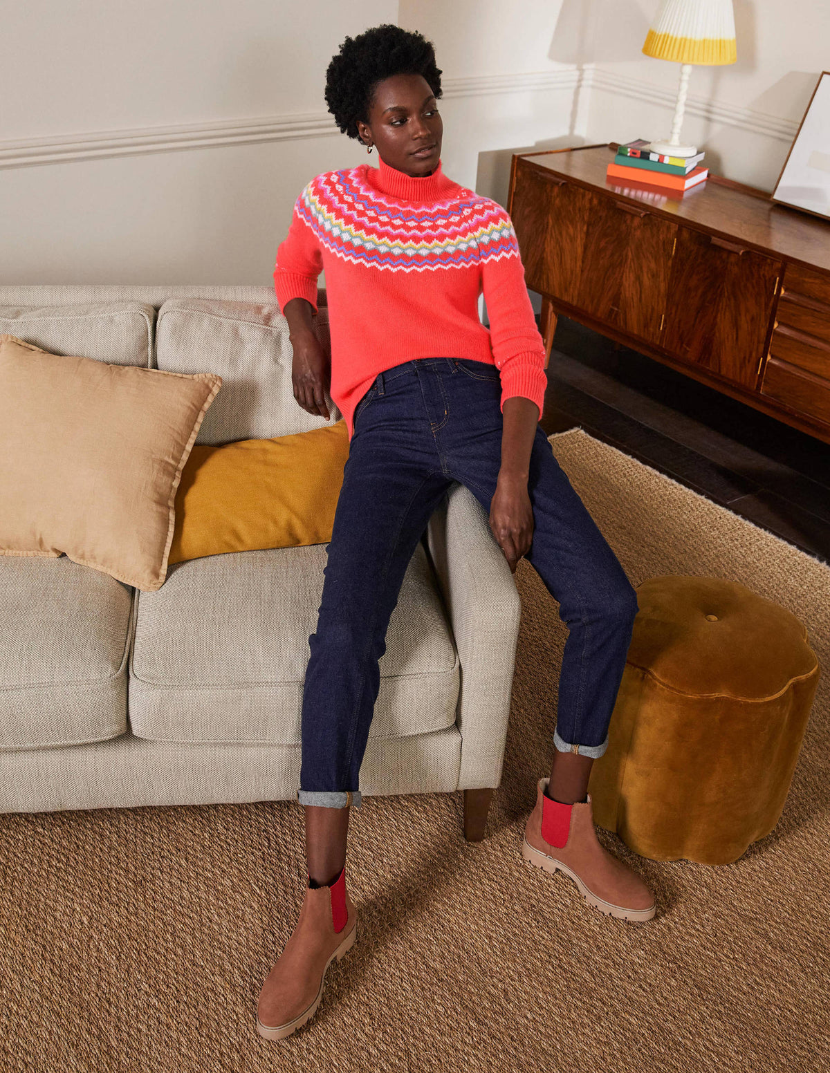 Anna Cashmere Sweater-Coral Fair Isle - Image 4