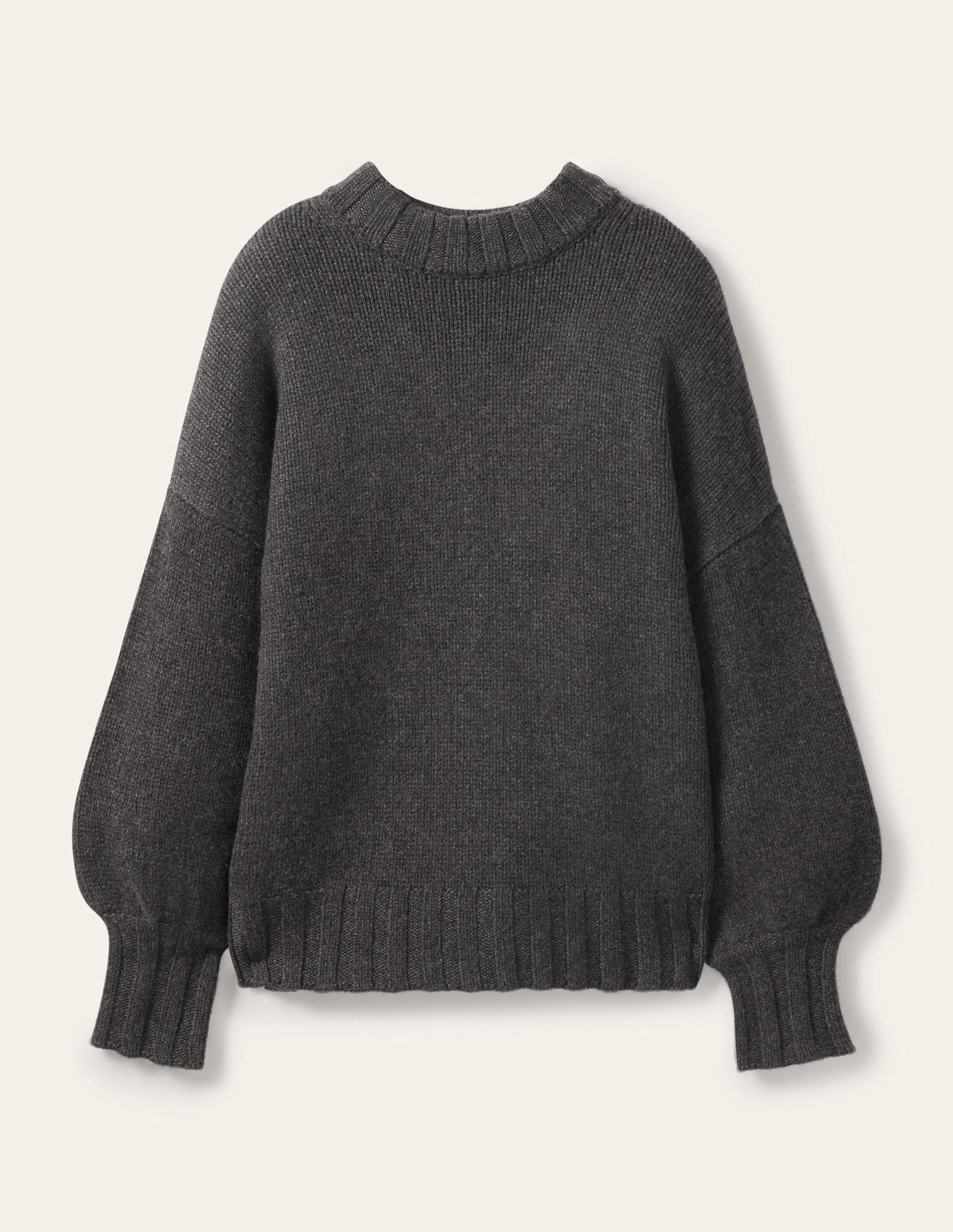 Chunky Cashmere Sweater-Charcoal Melange - Image 6