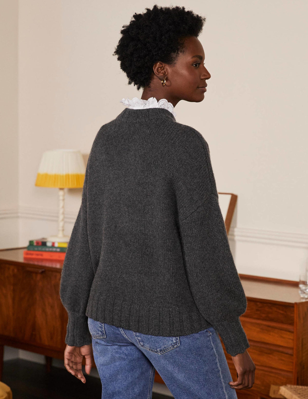 Chunky Cashmere Sweater-Charcoal Melange-3