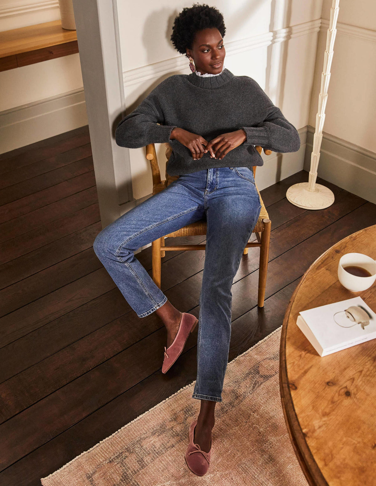 Chunky Cashmere Sweater-Charcoal Melange - Image 4