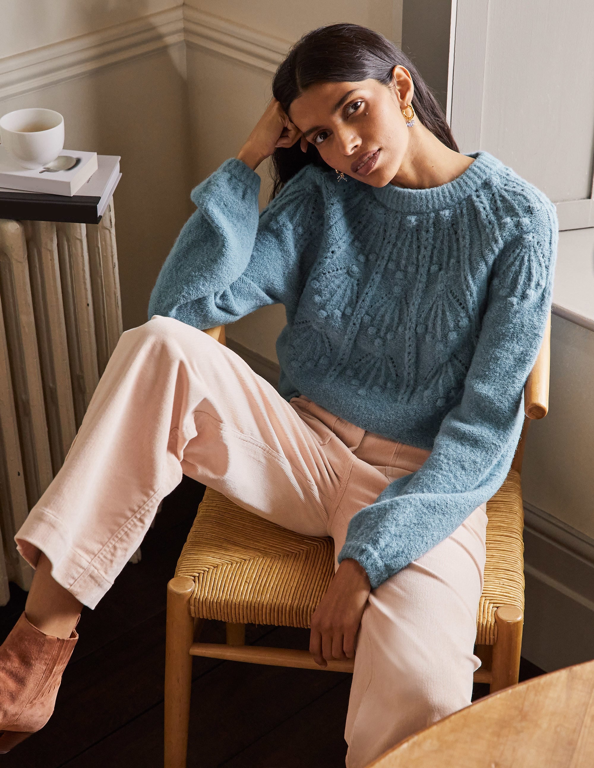 Relaxed Cable Sweater-Airforce - Image 1