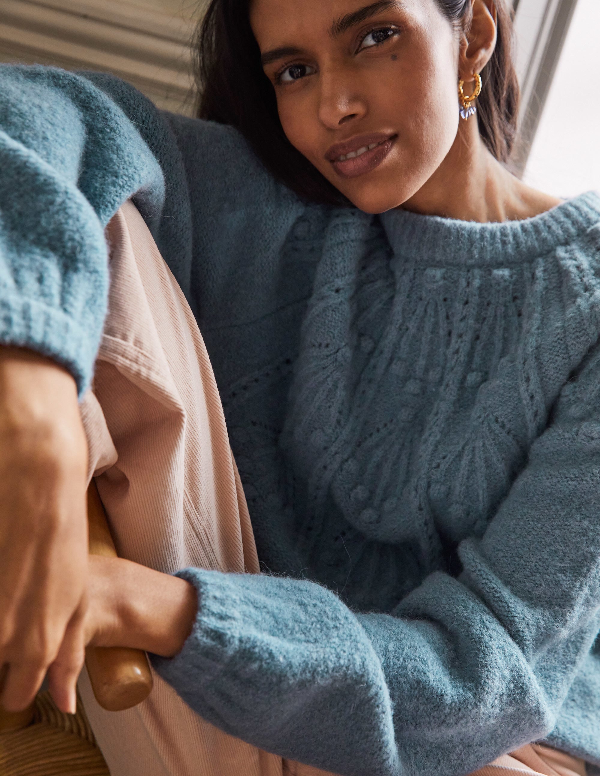 Relaxed Cable Sweater-Airforce - Image 2