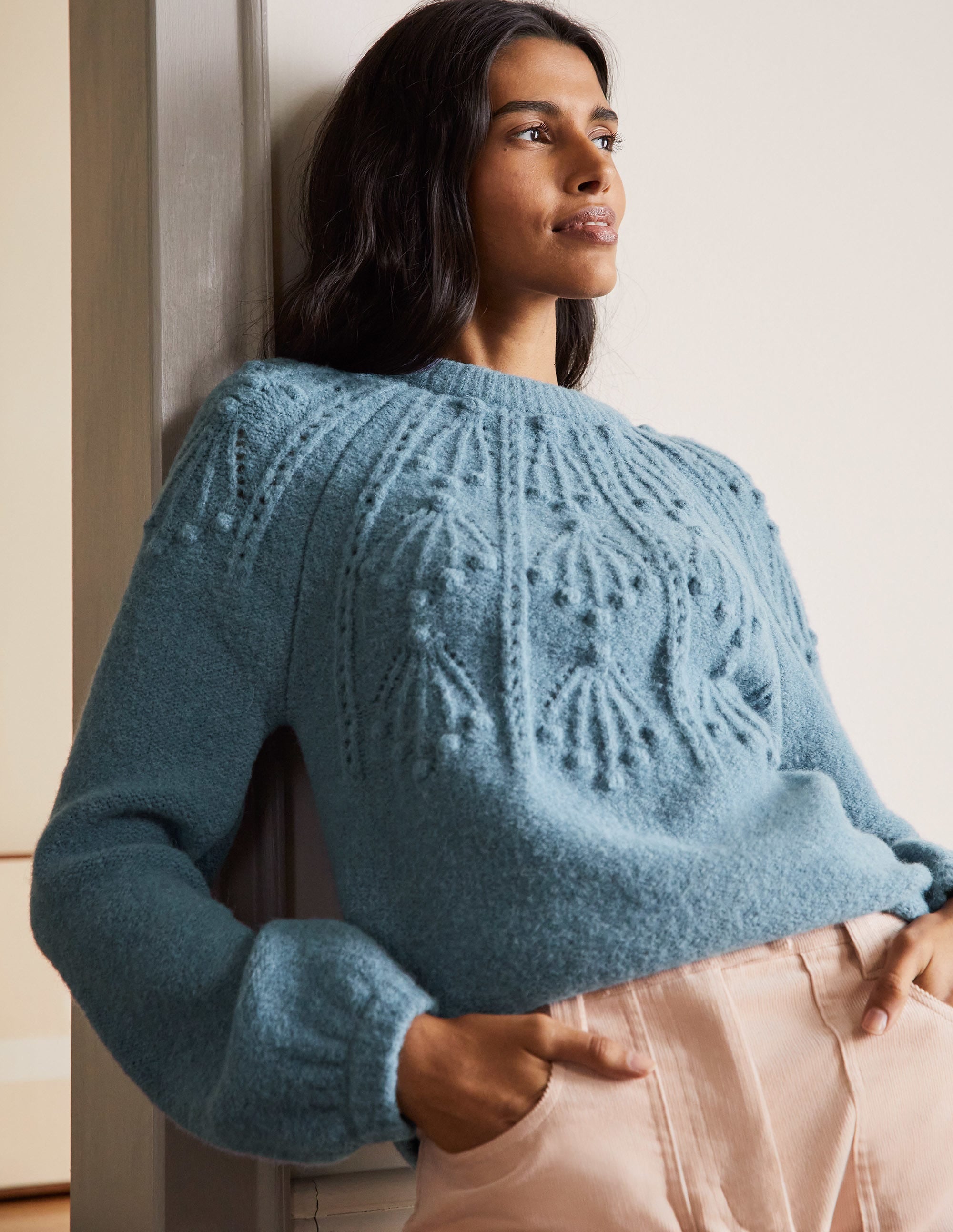 Relaxed Cable Sweater-Airforce - Image 4
