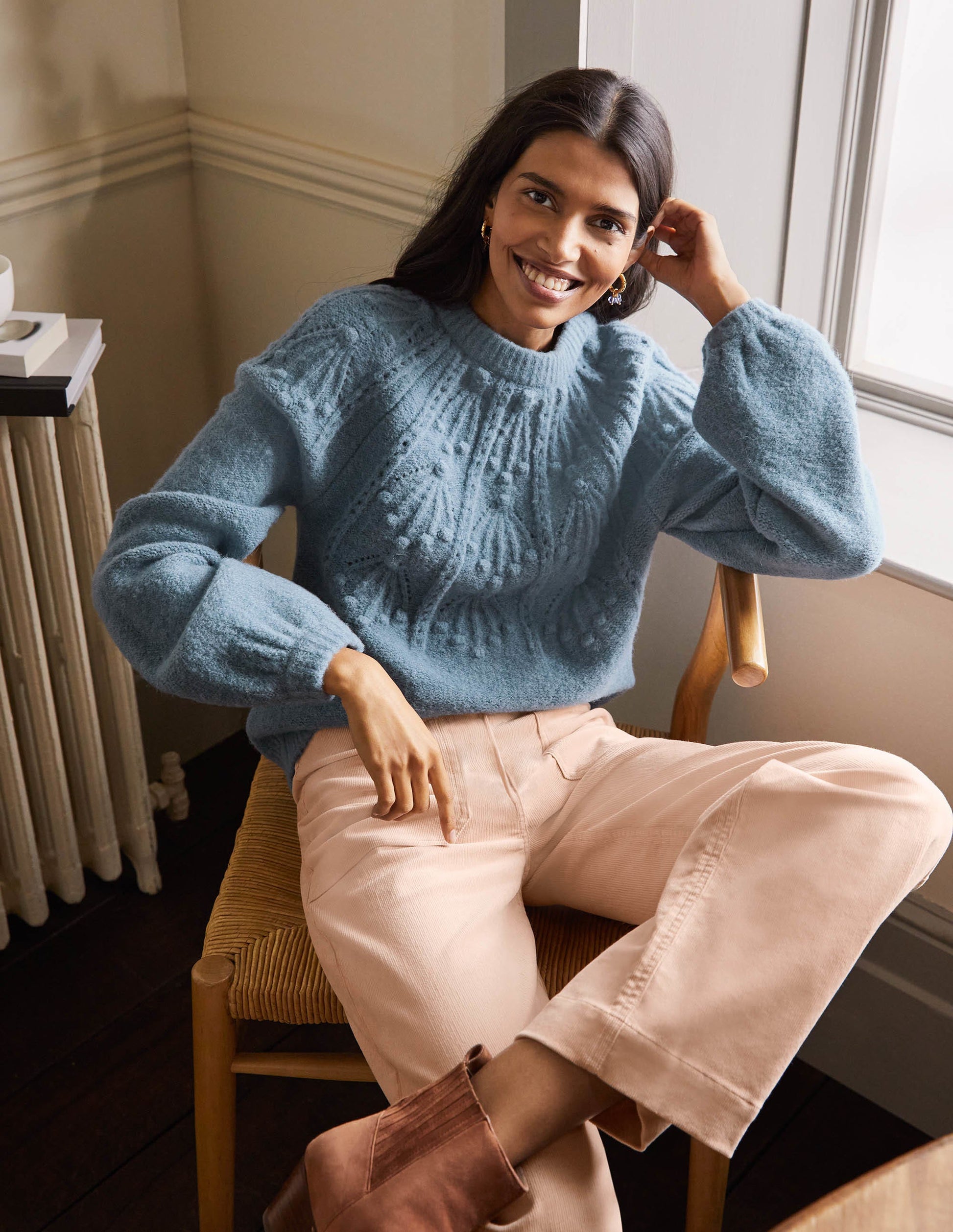 Relaxed Cable Sweater-Airforce-5