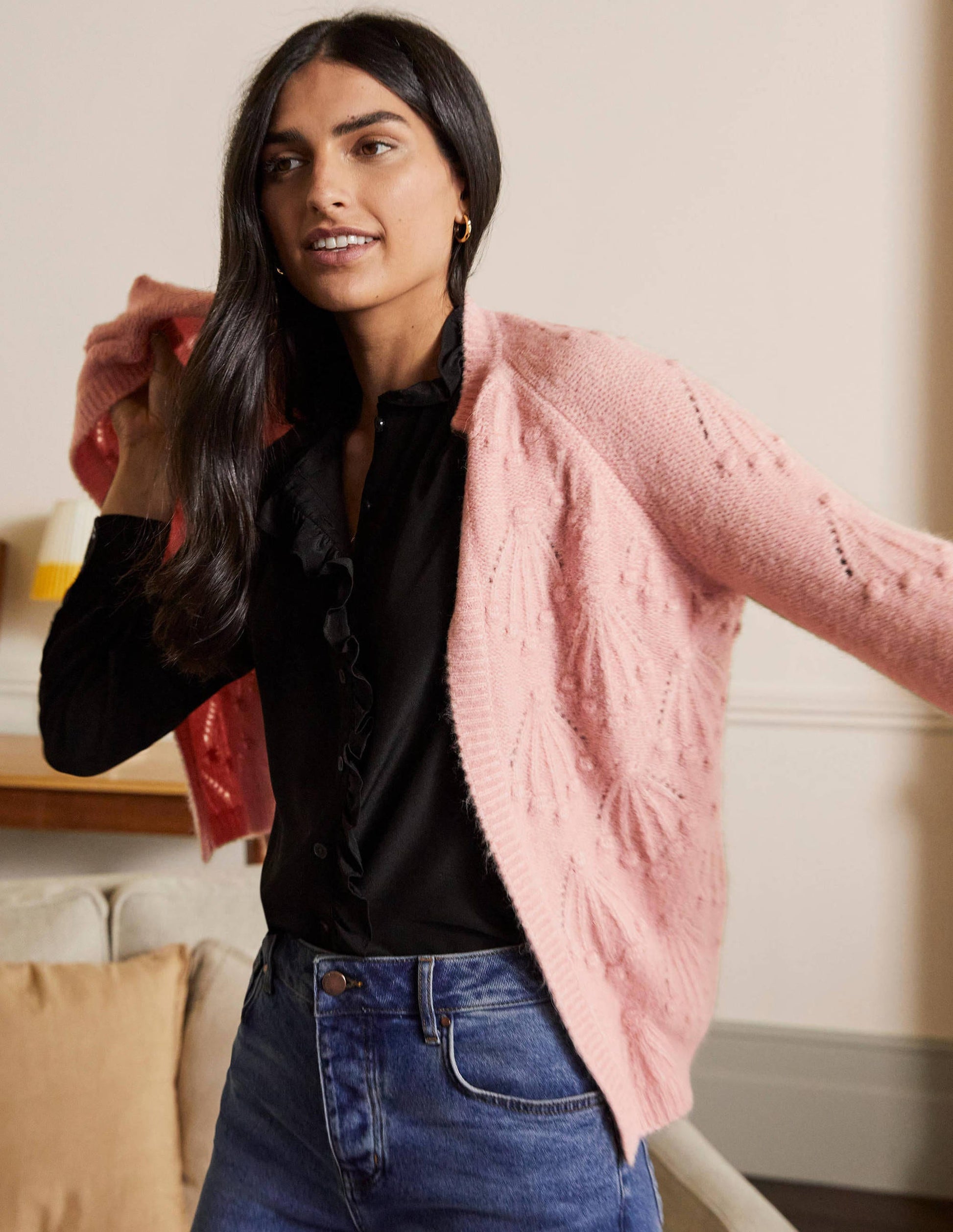 Relaxed Cable Cardigan-Milkshake-4