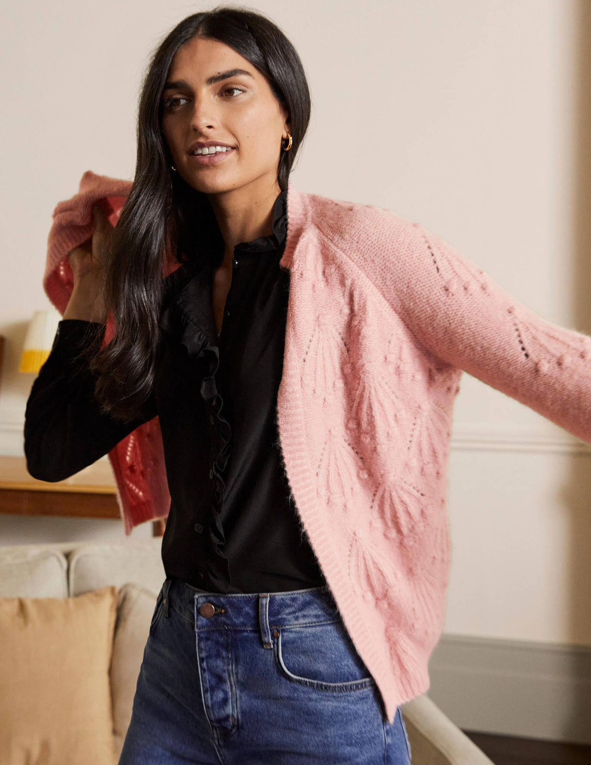 Relaxed Cable Cardigan-Milkshake - Image 4