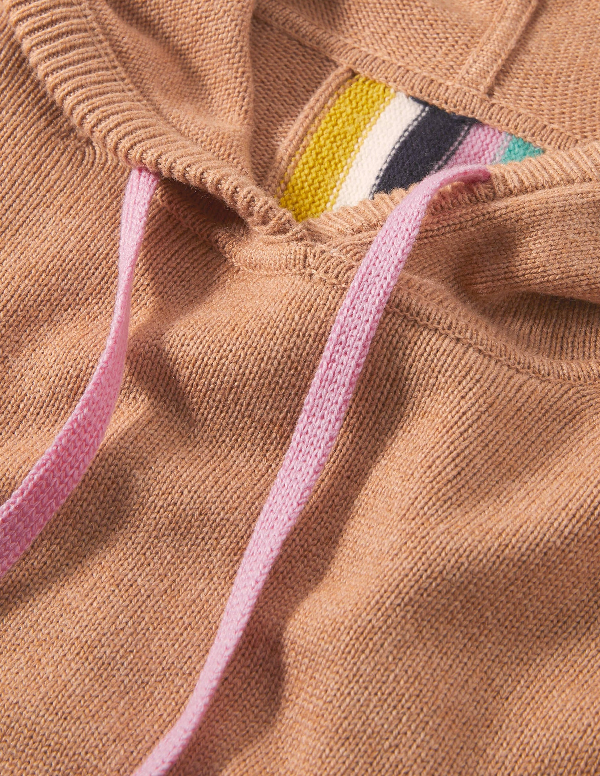 Knitted Relaxed Hoodie-Camel Melange-5
