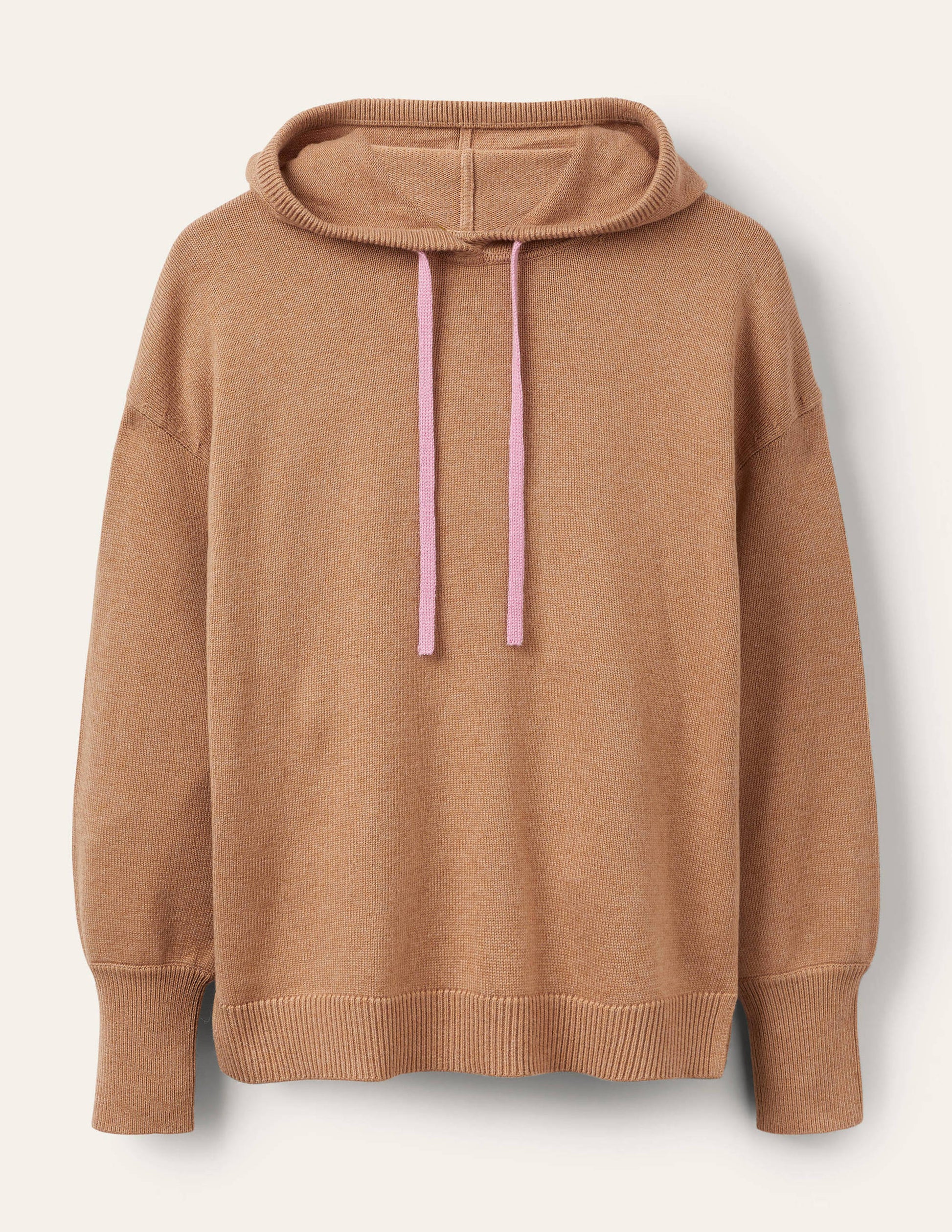 Knitted Relaxed Hoodie-Camel Melange-6