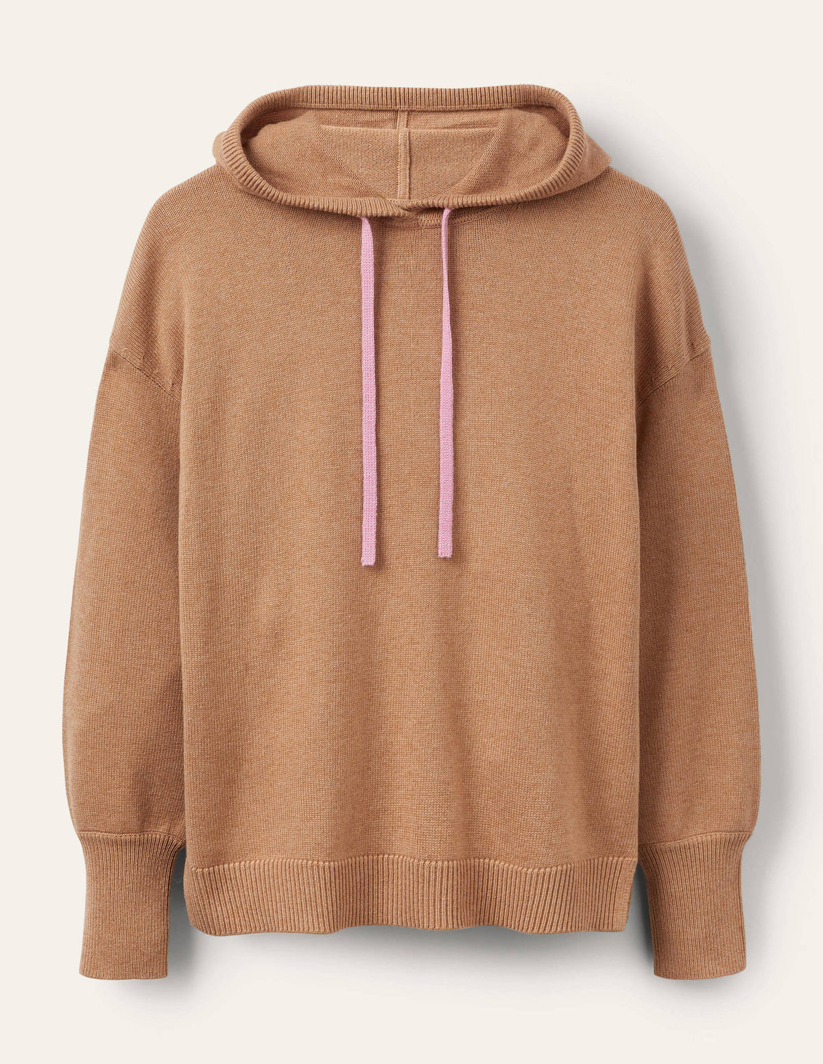 Knitted Relaxed Hoodie-Camel Melange - Image 6