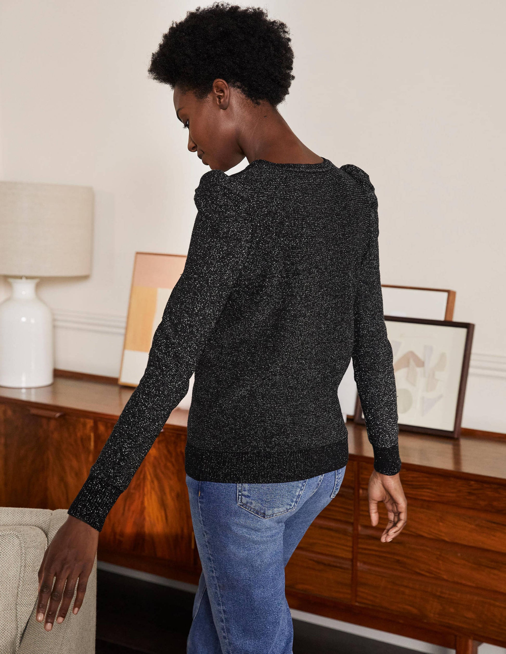 Sparkle Puff Sleeve Sweater-Black Sparkle-3