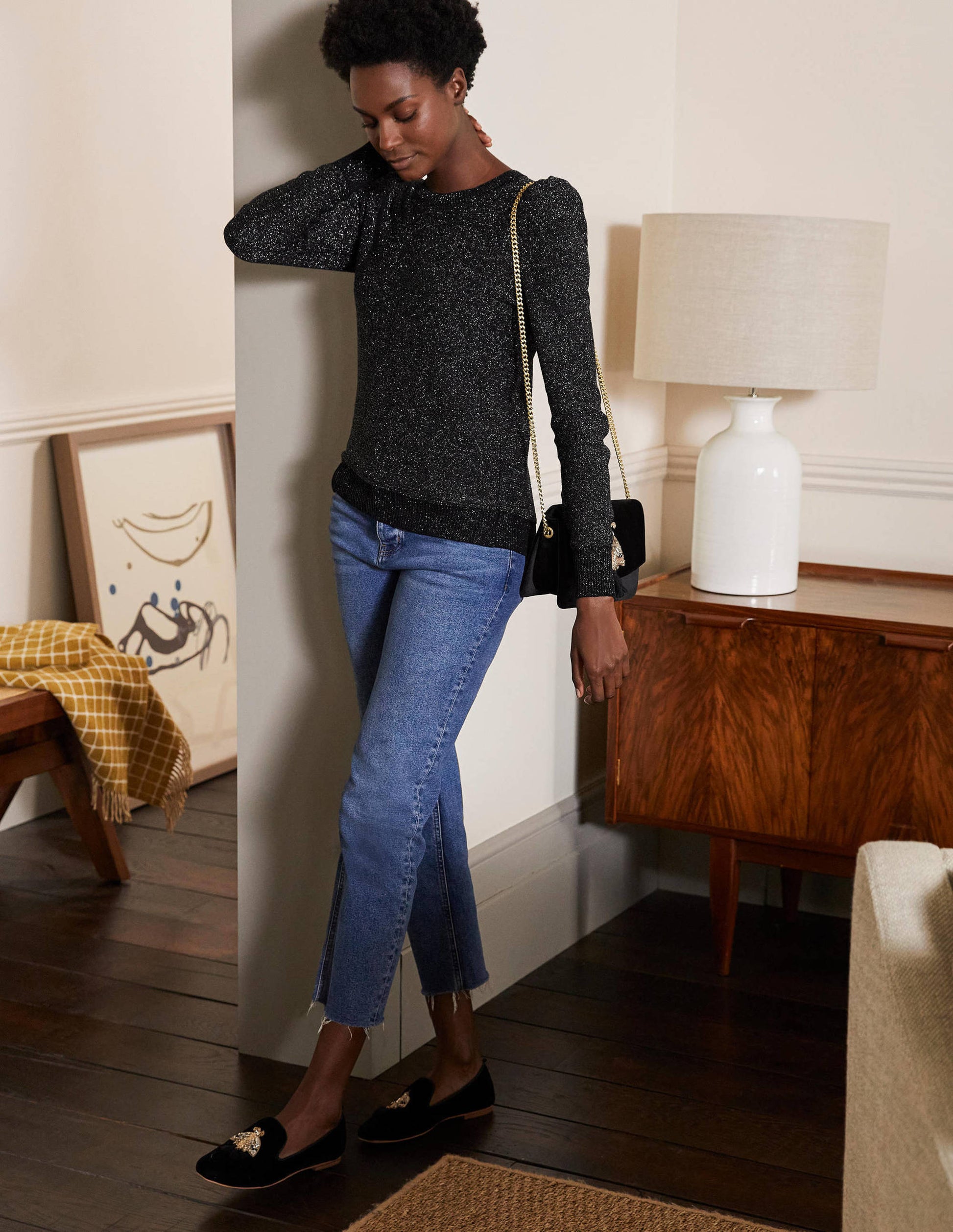 Sparkle Puff Sleeve Sweater-Black Sparkle-4