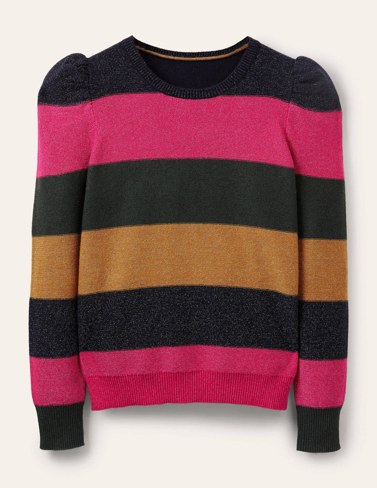 Sparkle Puff Sleeve Sweater-Pink, Black Lurex Multi Stripe - Image 5