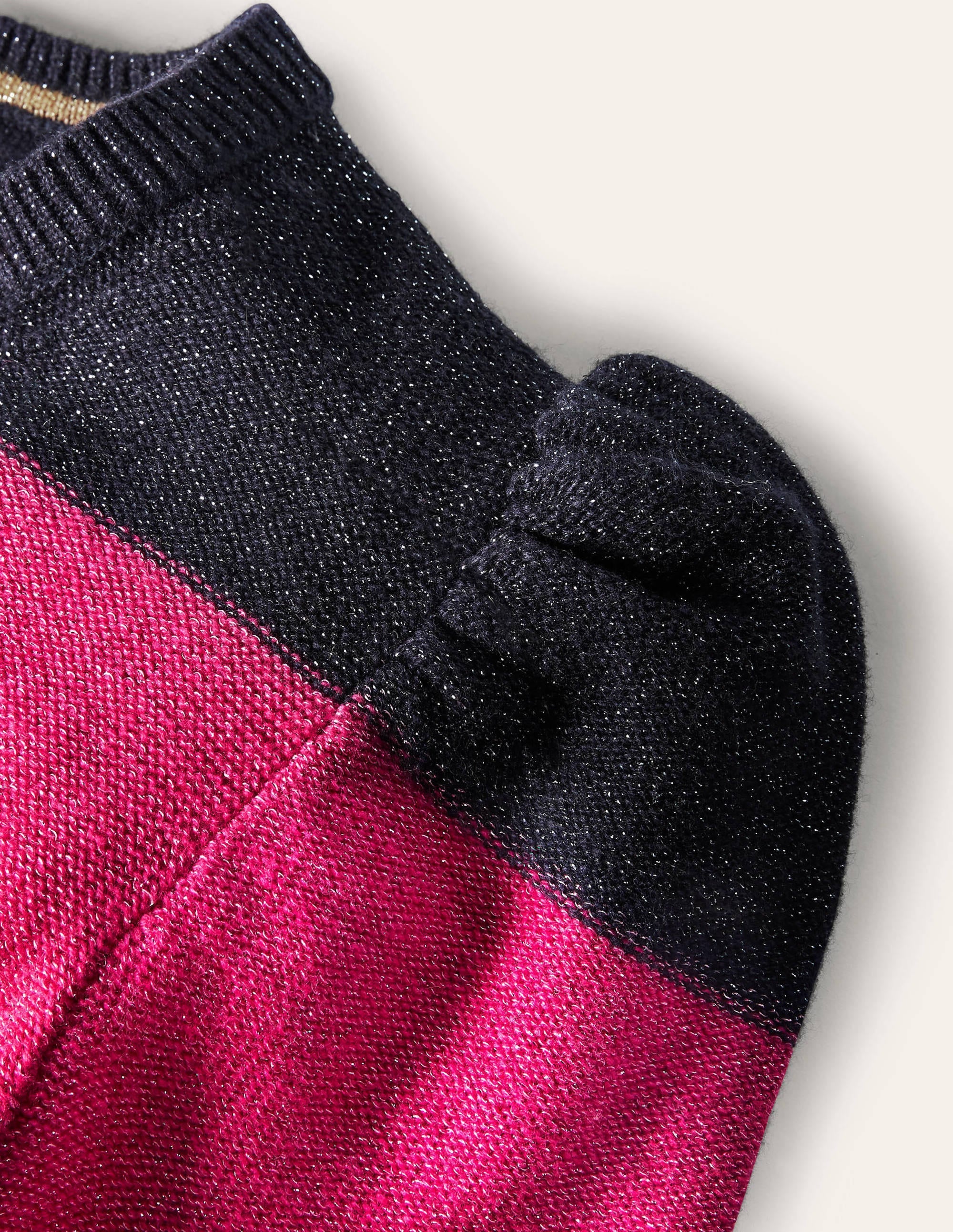 Sparkle Puff Sleeve Sweater-Pink, Black Lurex Multi Stripe - Image 6