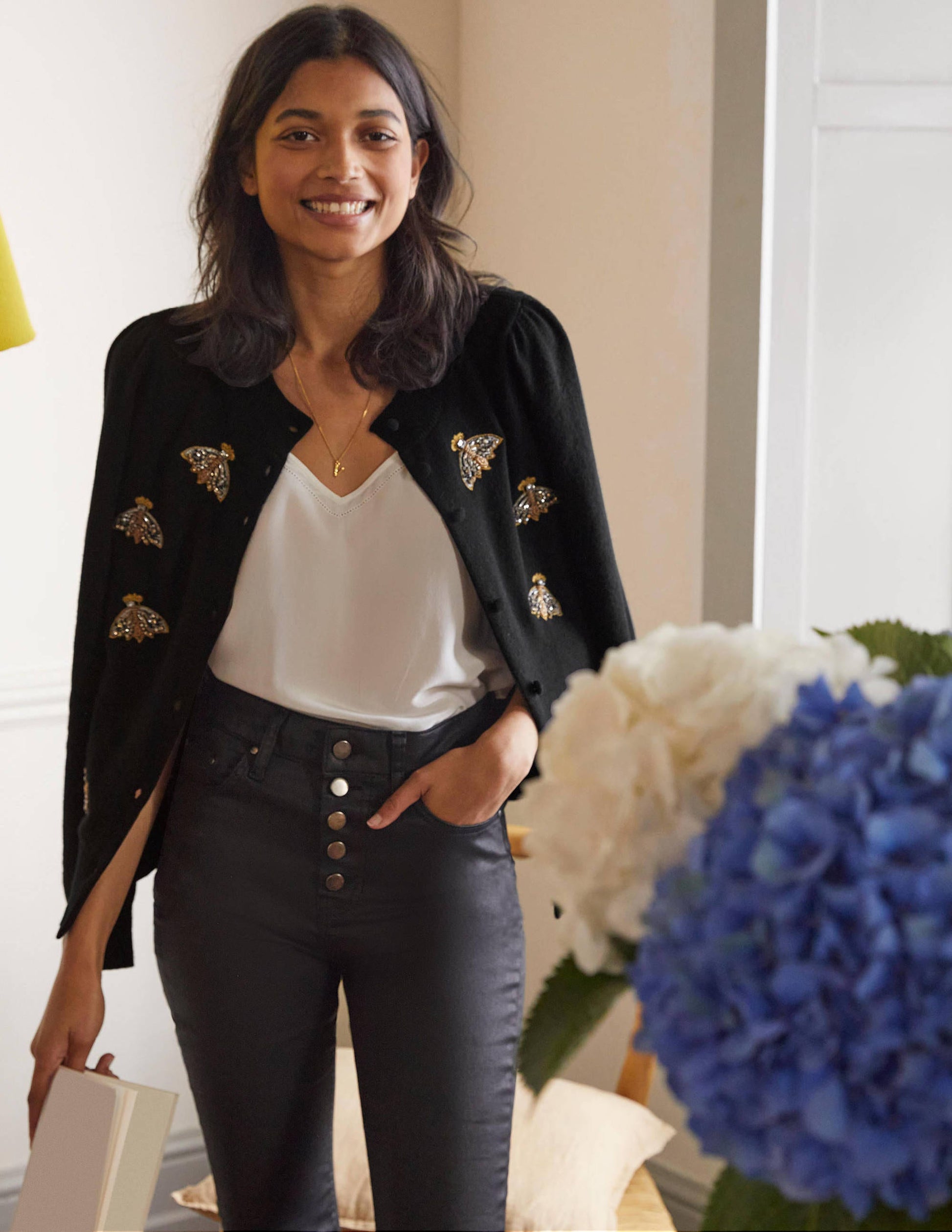 Embellished Cardigan-Black-1