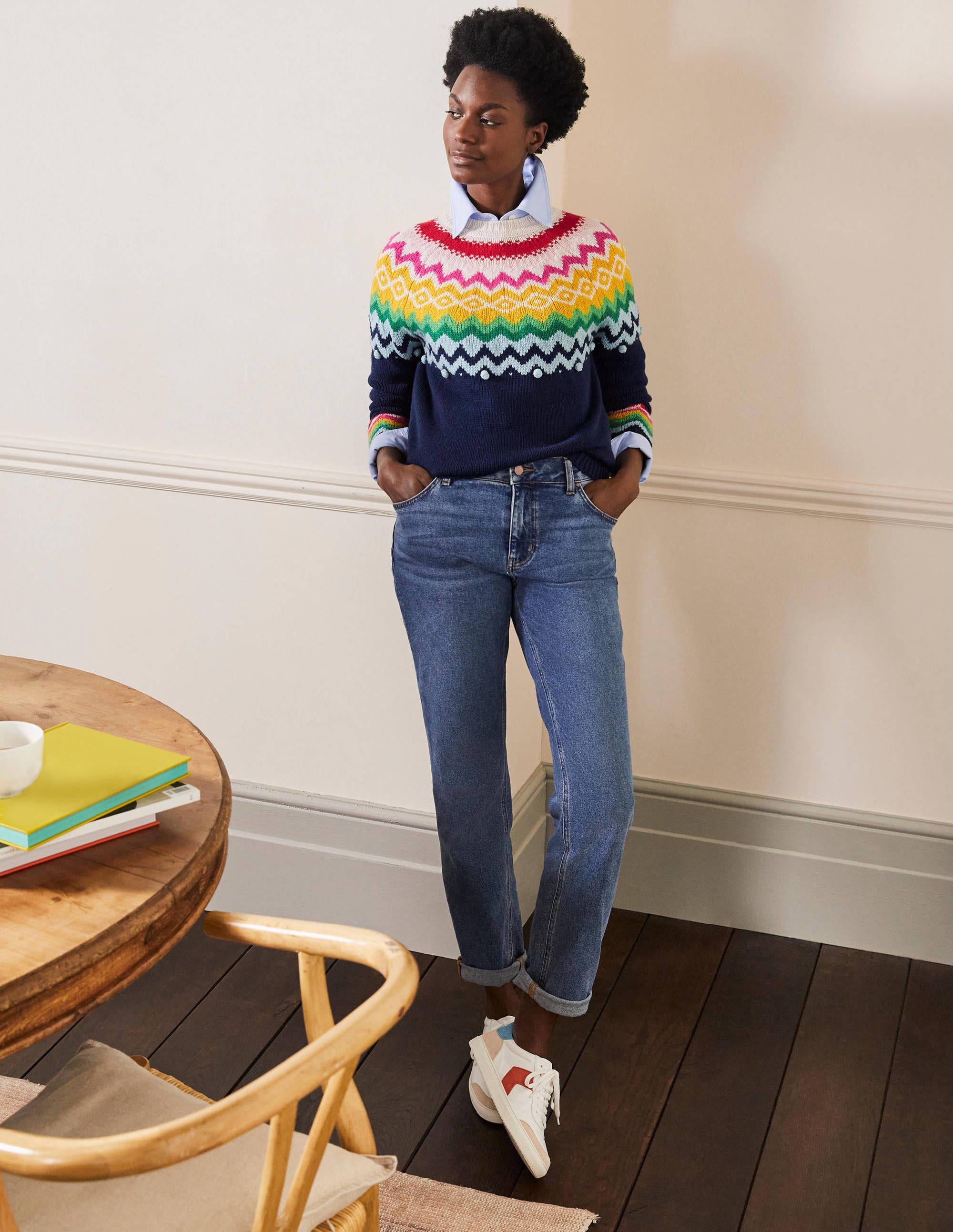 Relaxed Fair Isle Sweater-Starboard Blue - Image 4