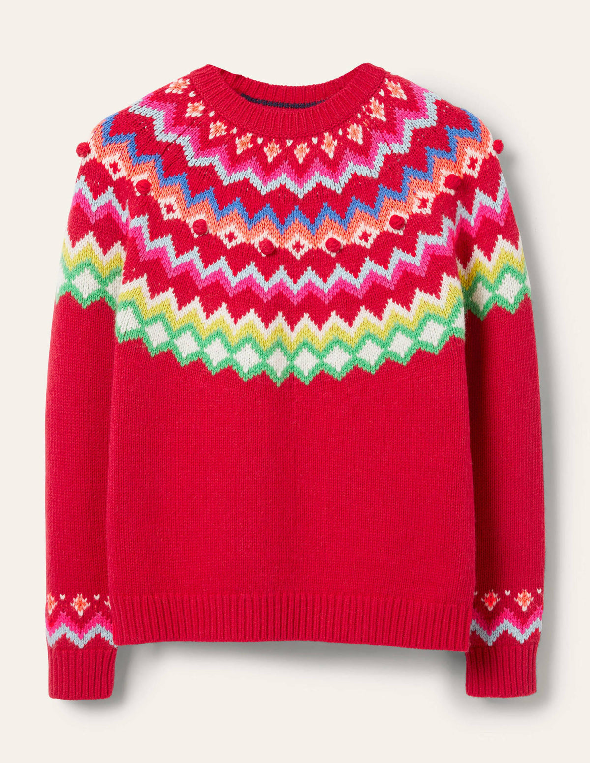 Relaxed Fair Isle Sweater-Rockabilly Red-5