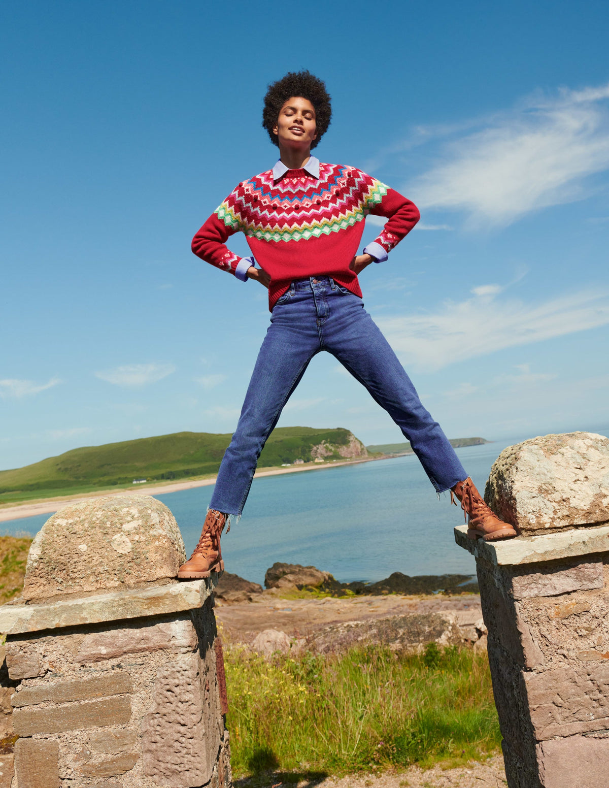 Relaxed Fair Isle Sweater-Rockabilly Red-6