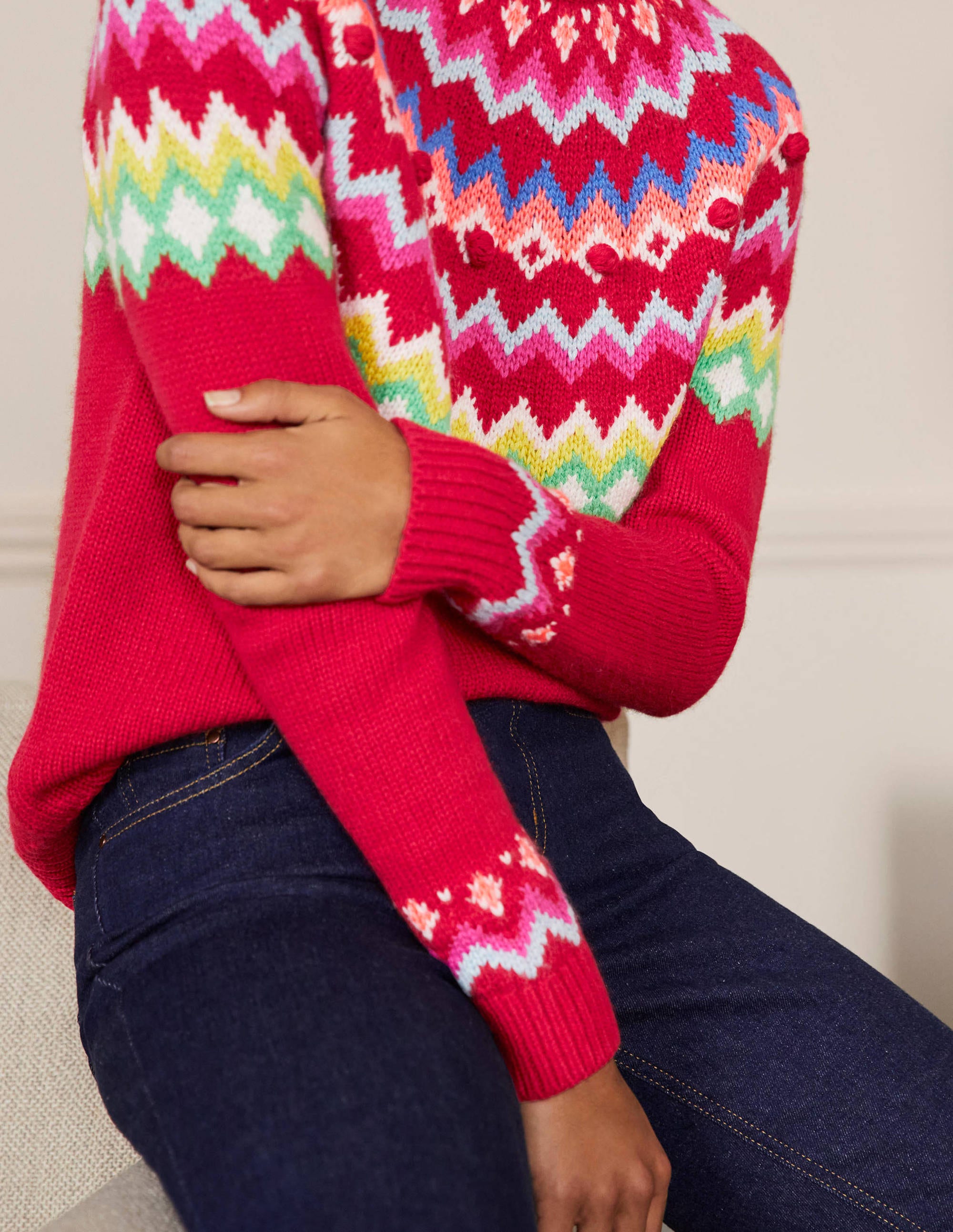 Relaxed Fair Isle Sweater-Rockabilly Red - Image 2
