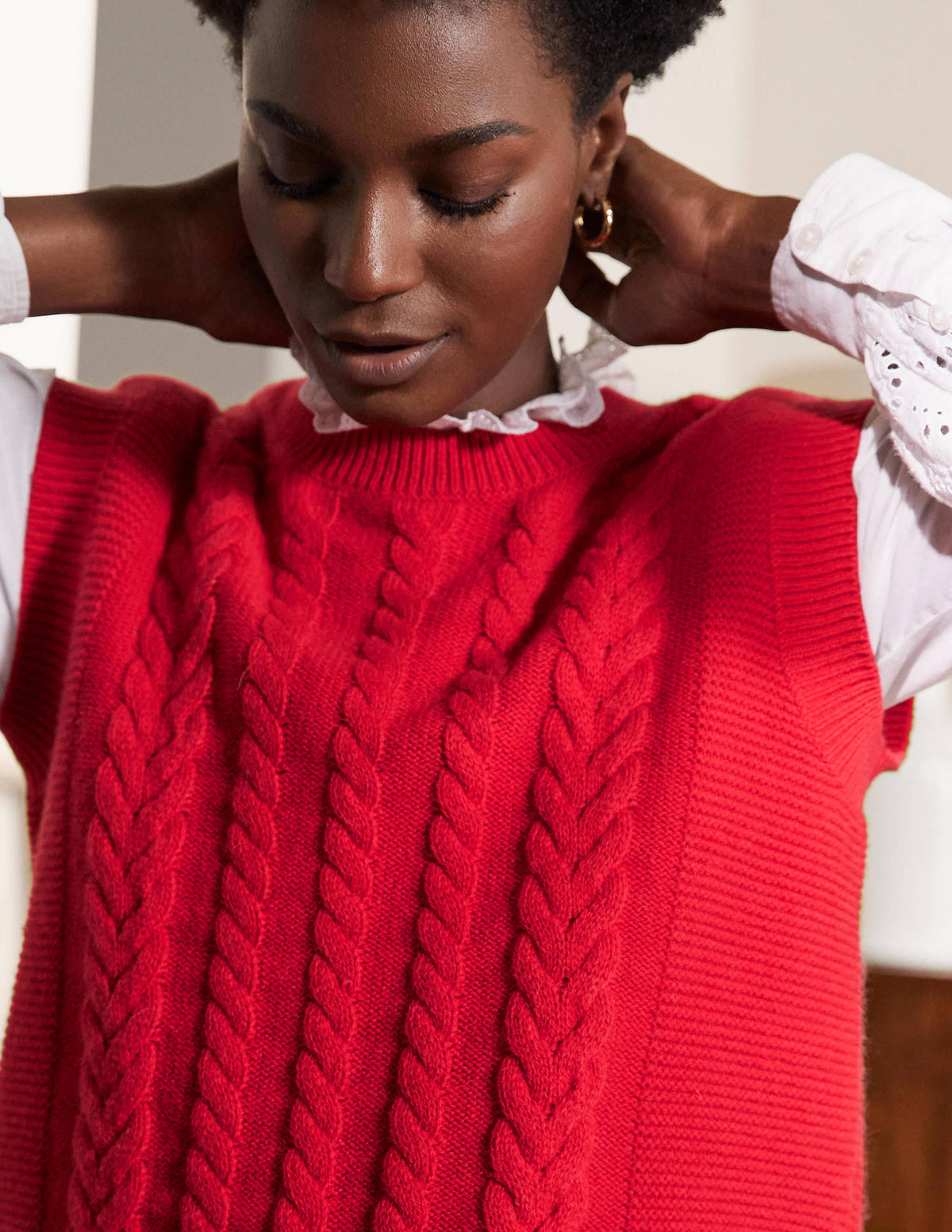 Reena Sweater Vest-Bright Red - Image 2