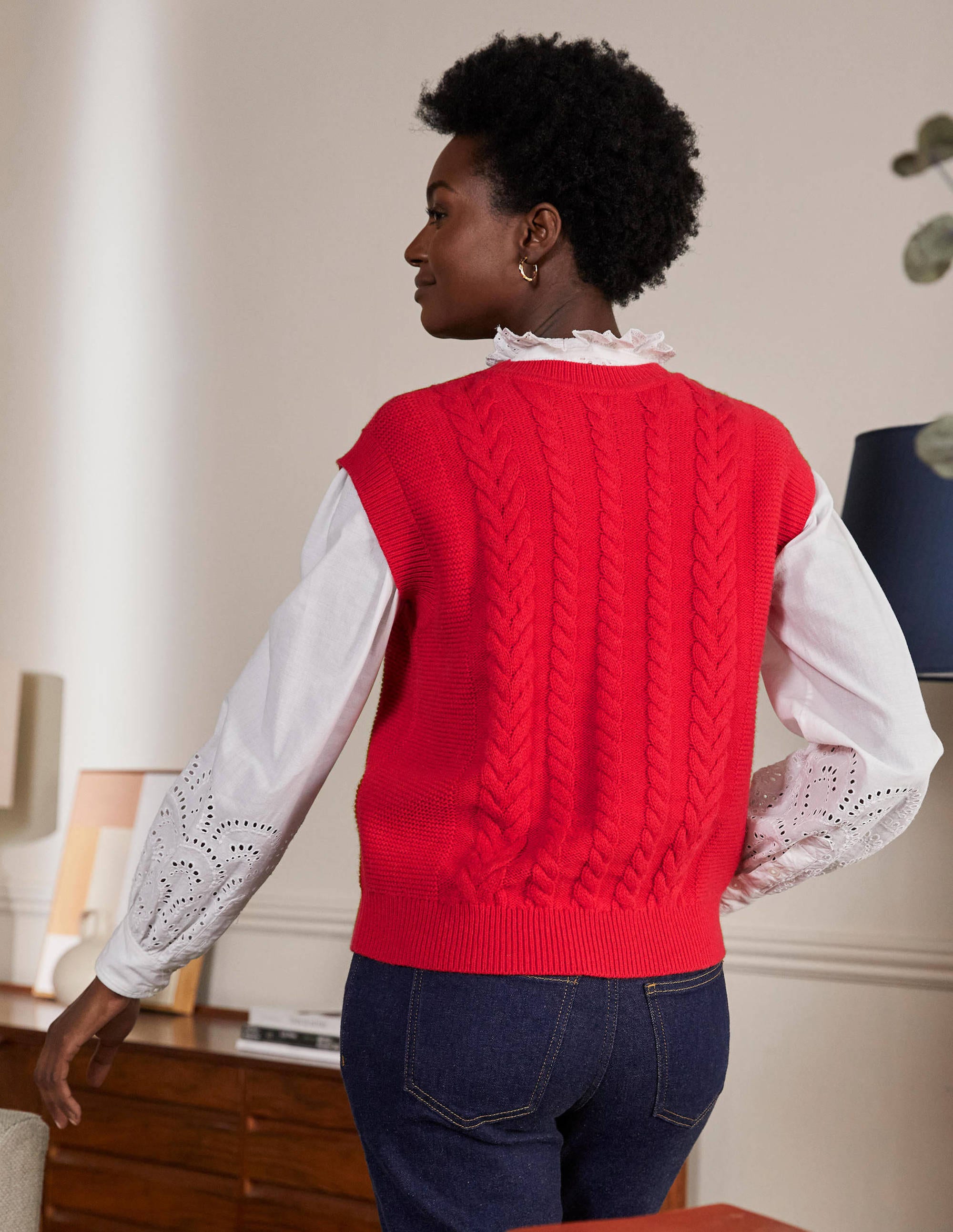 Reena Sweater Vest-Bright Red - Image 3