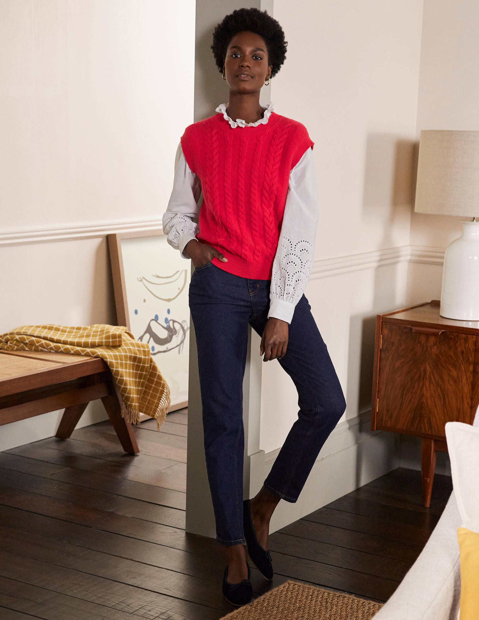 Reena Sweater Vest-Bright Red - Image 4