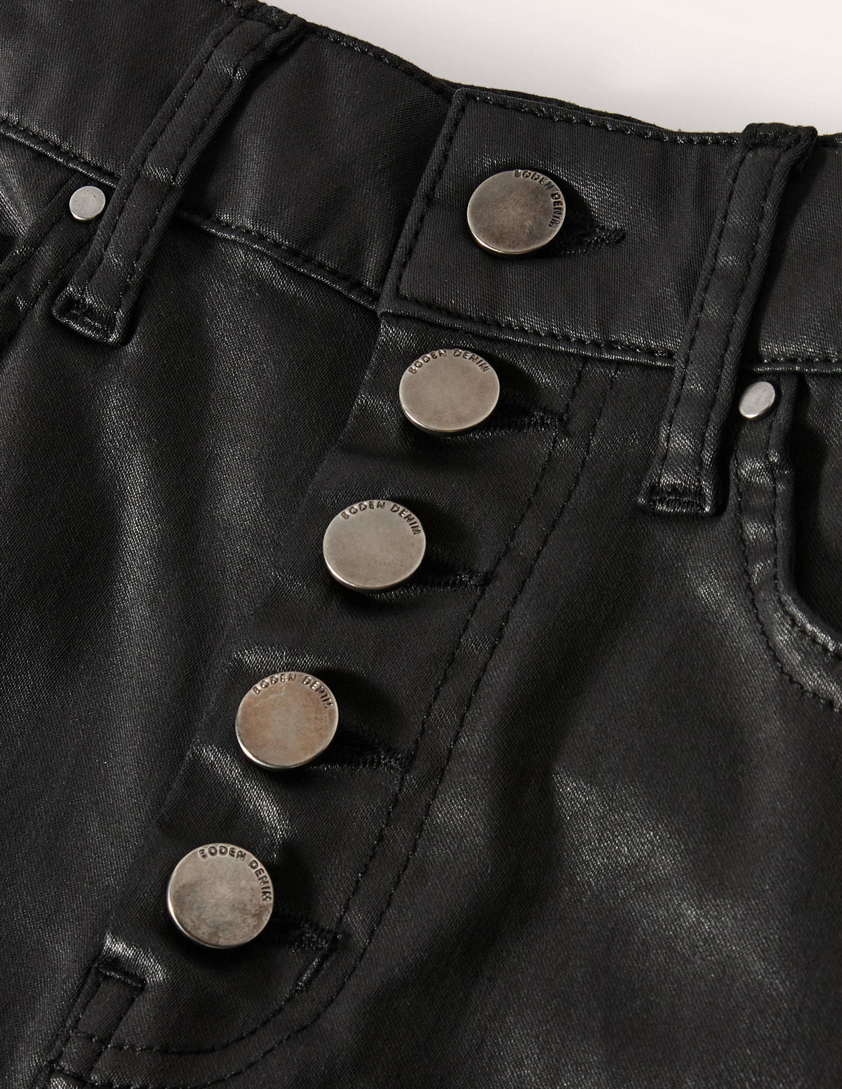 Button Fly Skinny Jeans-Black Waxed-5