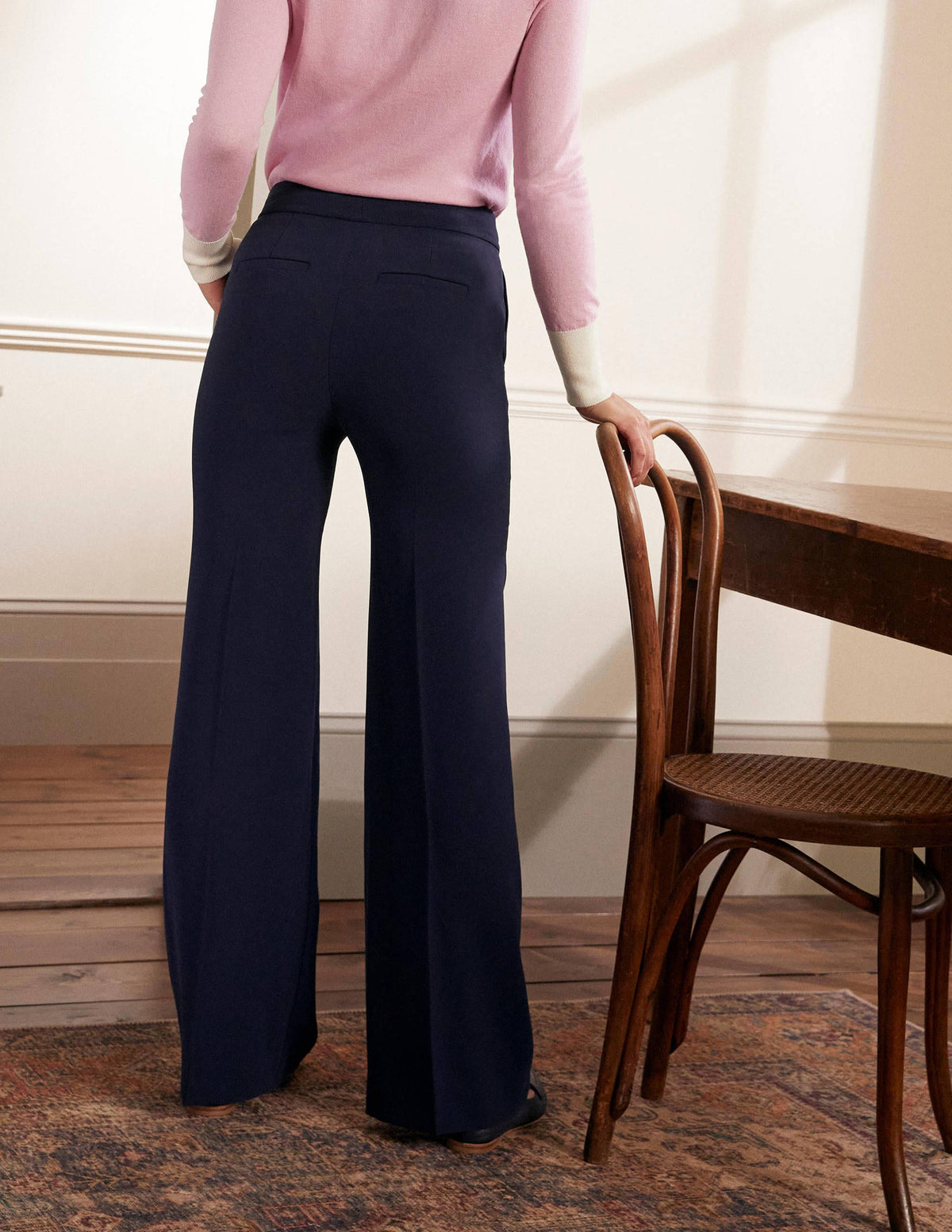 Relaxed Bootcut Pants-Navy - Image 3