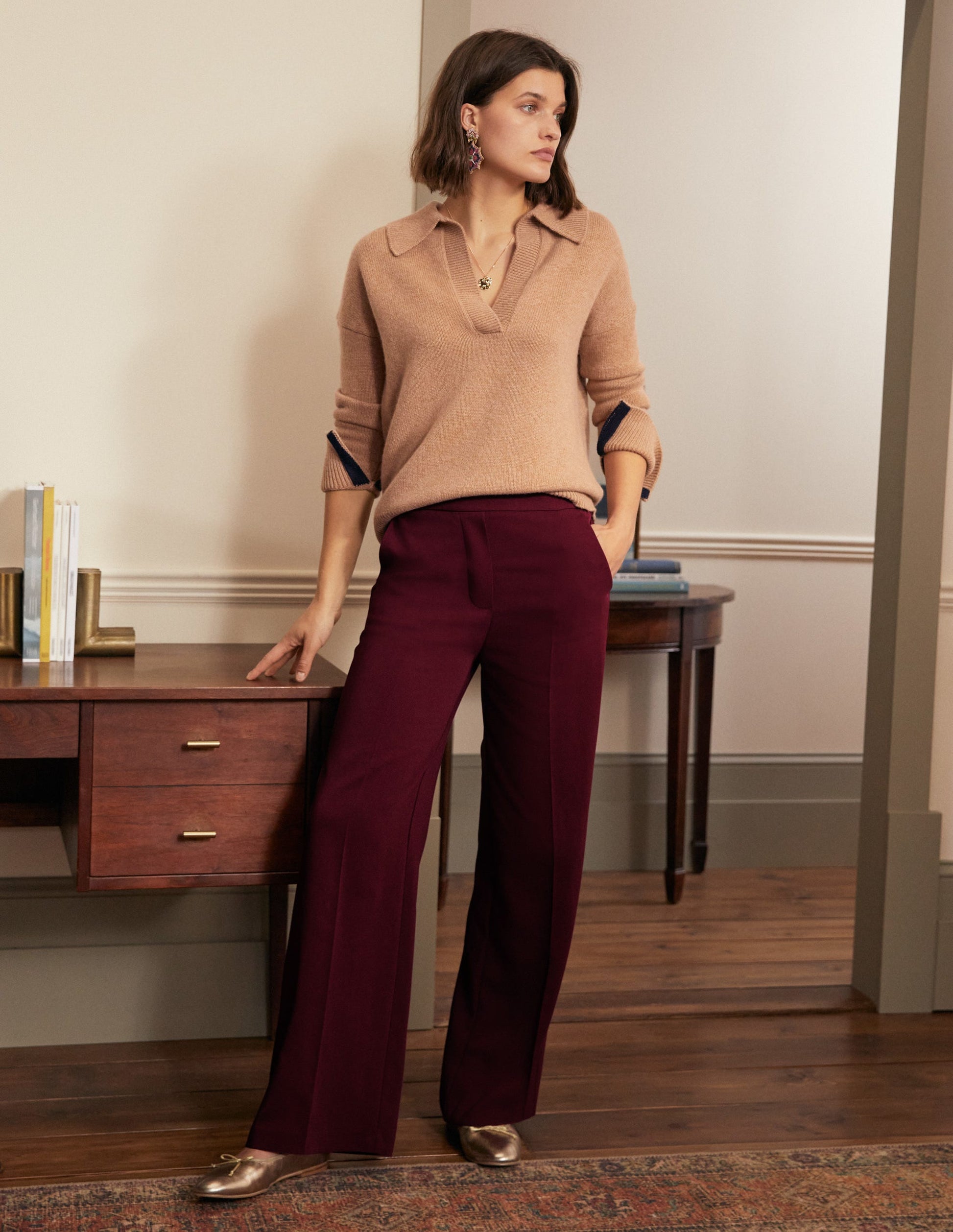 Albemarle Wide Leg Pants-Mulled Wine-5