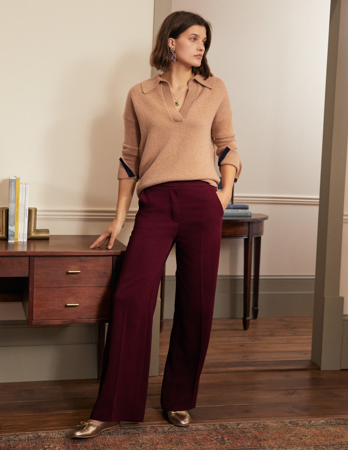 Albemarle Wide Leg Pants-Mulled Wine - Image 5