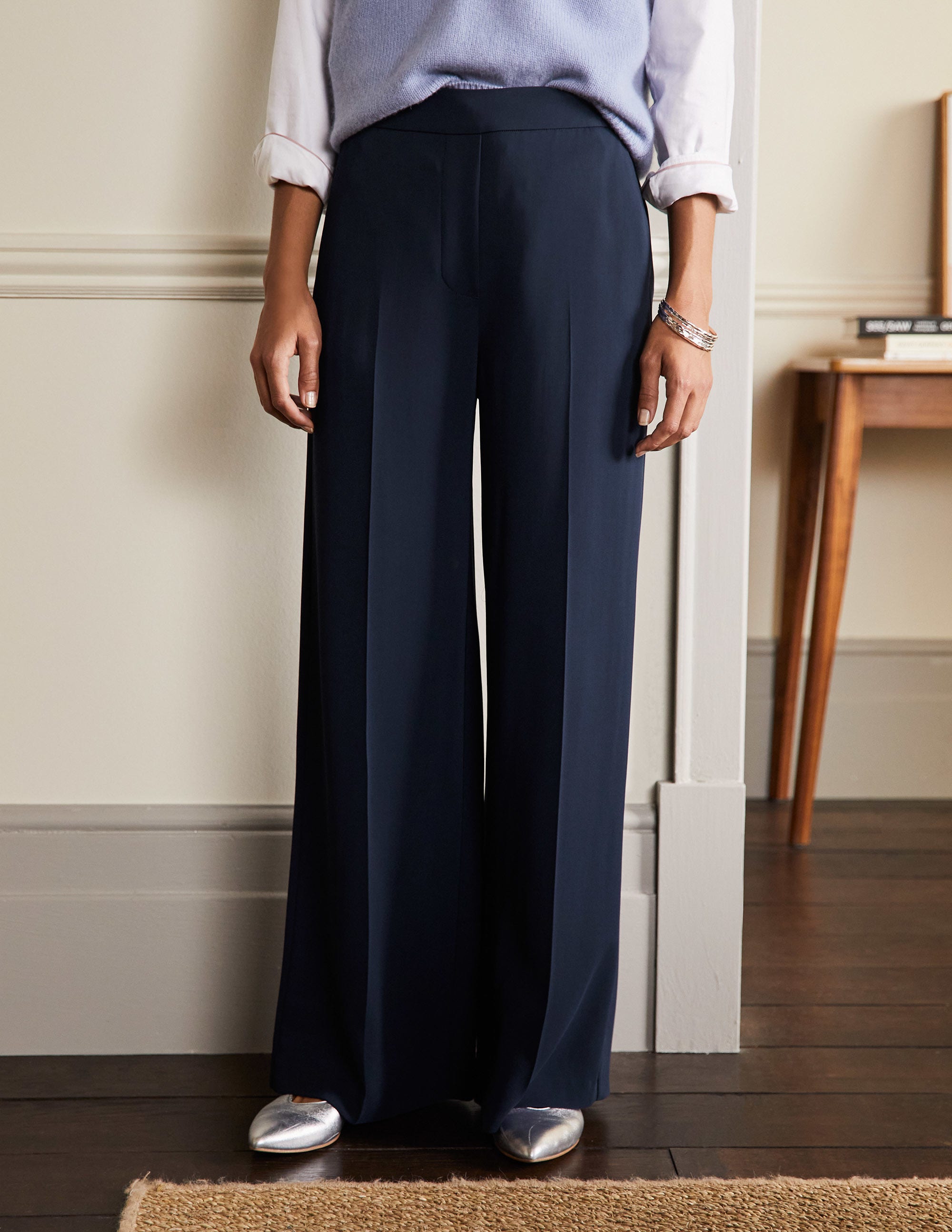 Albemarle Wide Leg Pants-Navy - Image 3
