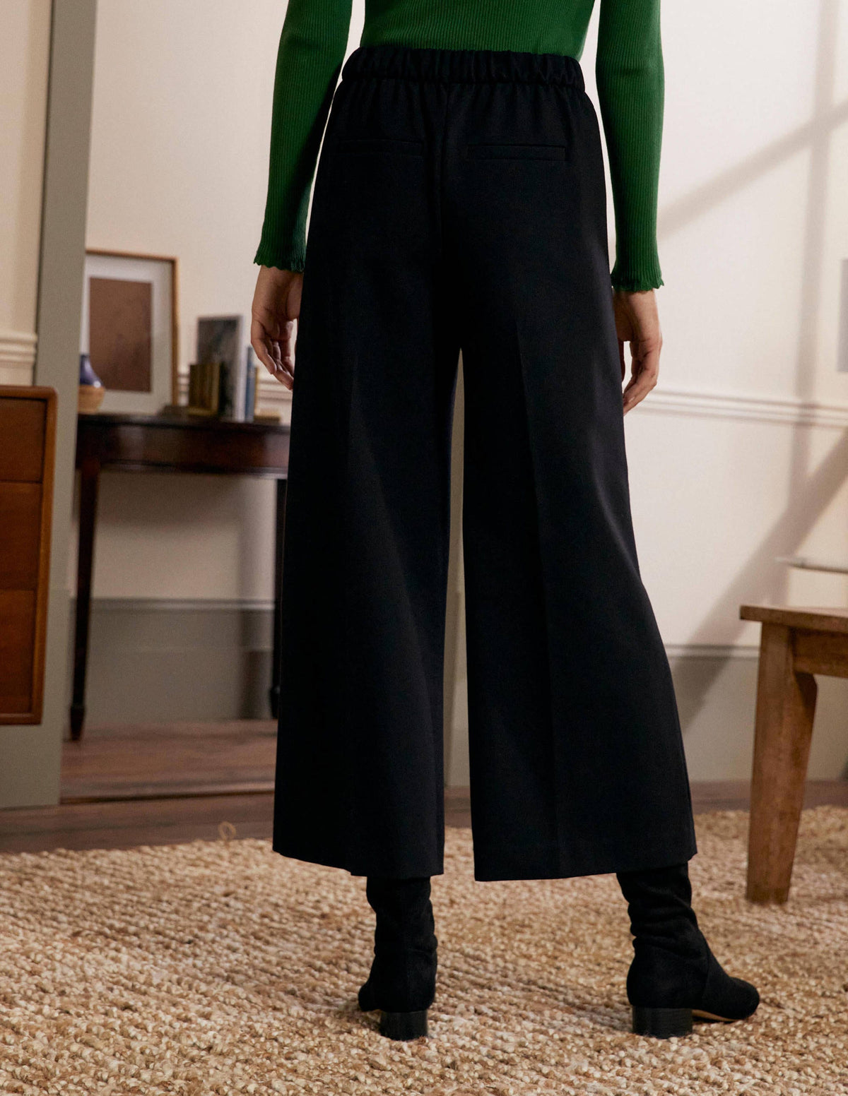 Jersey Pull-On Culottes-Black-3