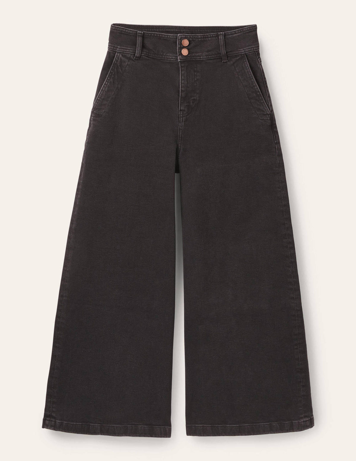 Wide Leg Denim Culottes-Washed Black-6