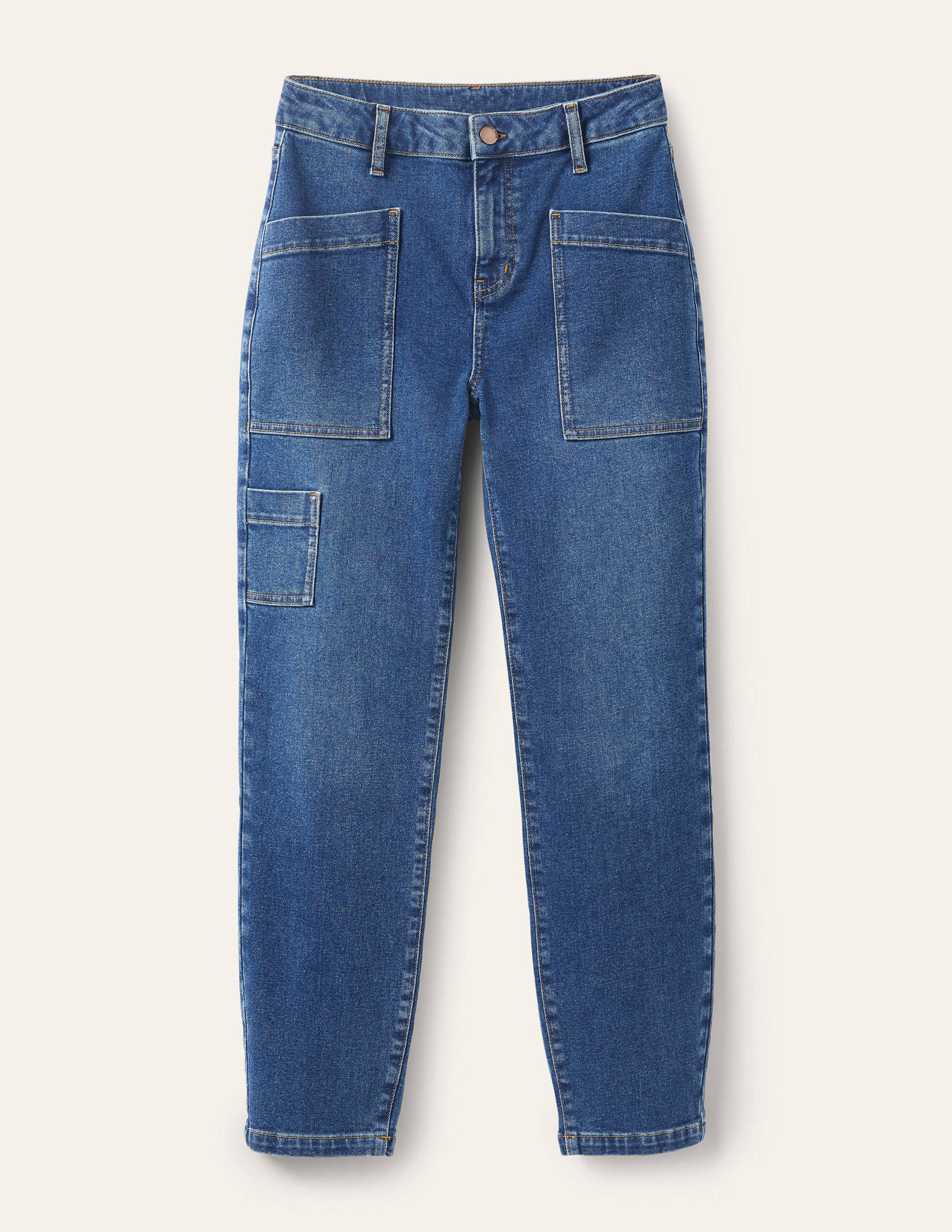 Patch Pocket Tapered Jeans-Mid Vintage - Image 6