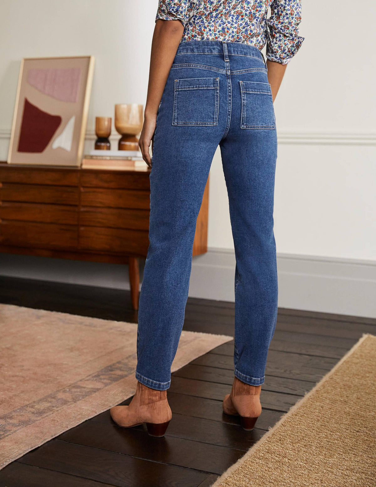 Patch Pocket Tapered Jeans-Mid Vintage-2