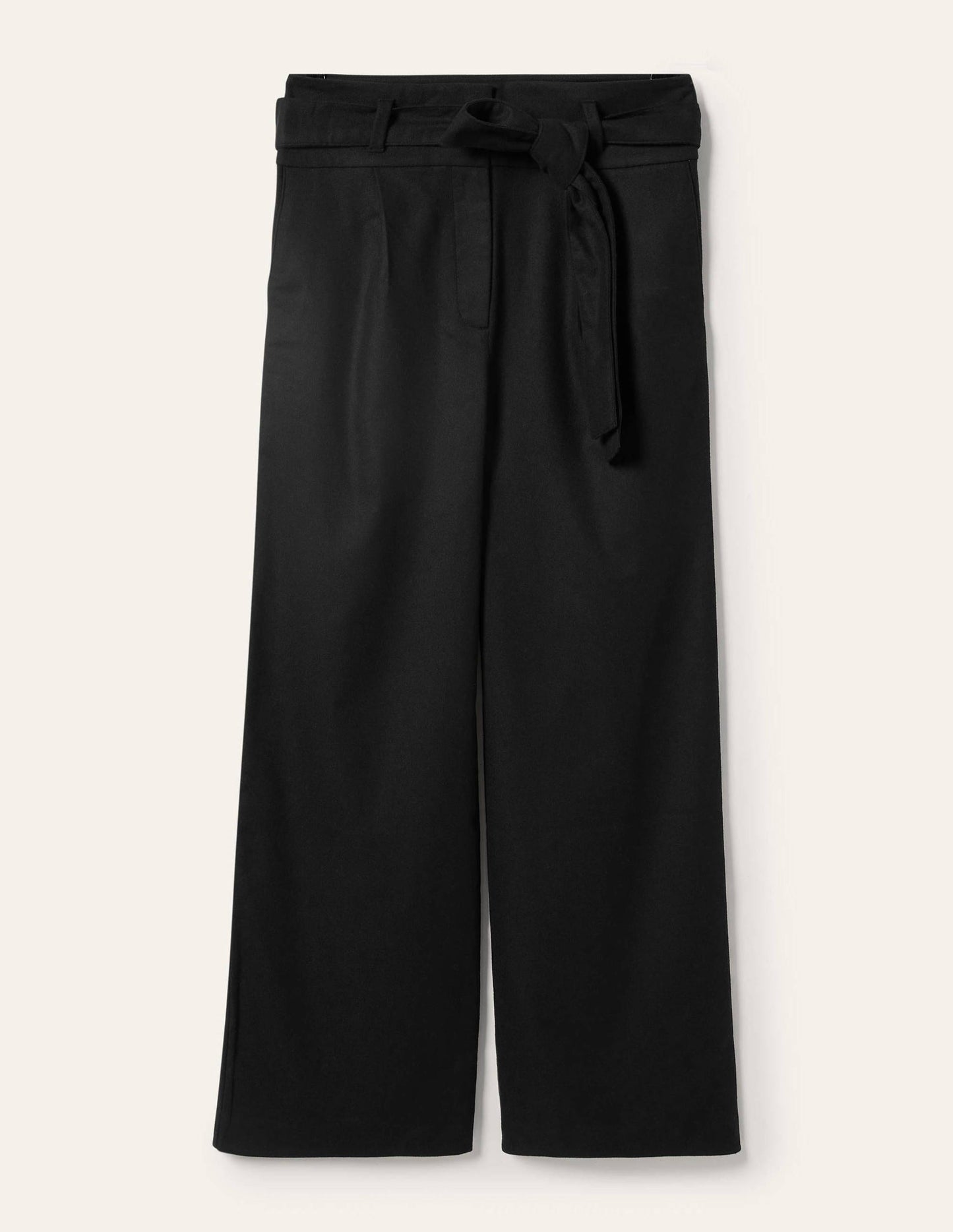 Tie Waist Wide Leg Pants-Black