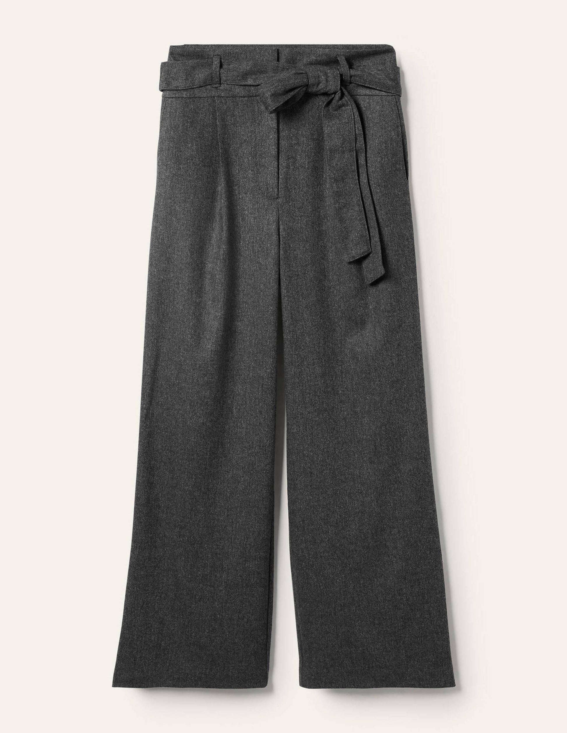 Tie Waist Wide Leg Pants-Charcoal Marl-5