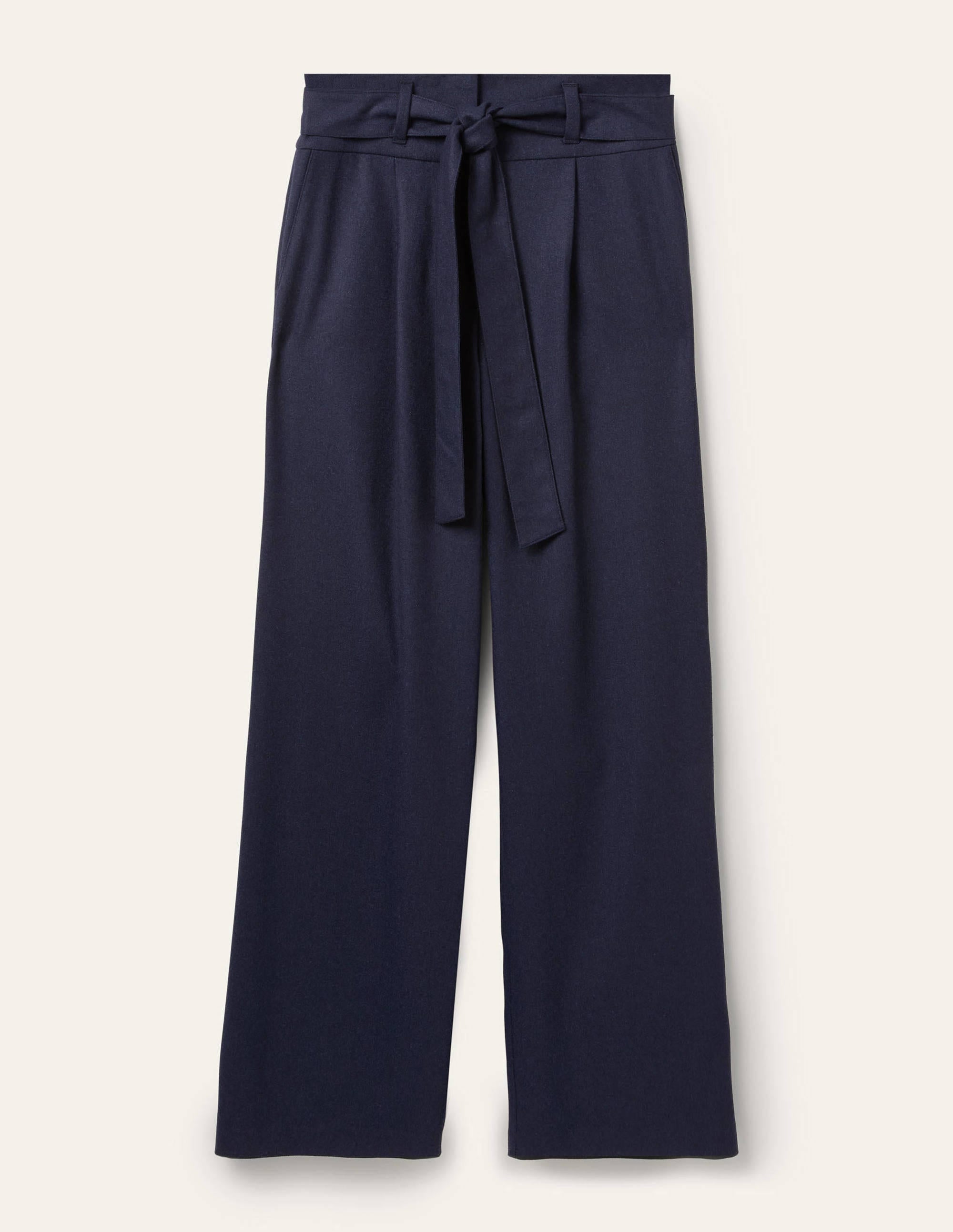 Tie Waist Wide Leg Pants-Navy - Image 6