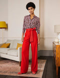 Tie Waist Wide Leg Pants-Poppadew