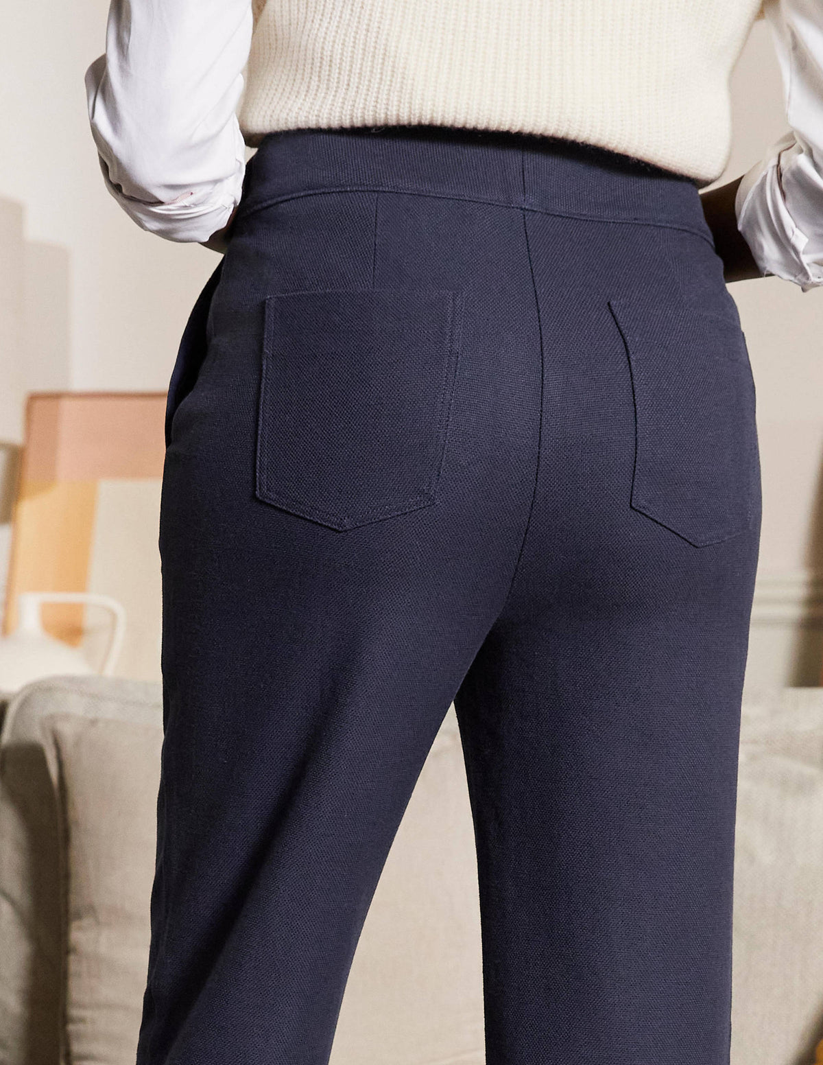 Tab Detail Pants-Navy - Image 4