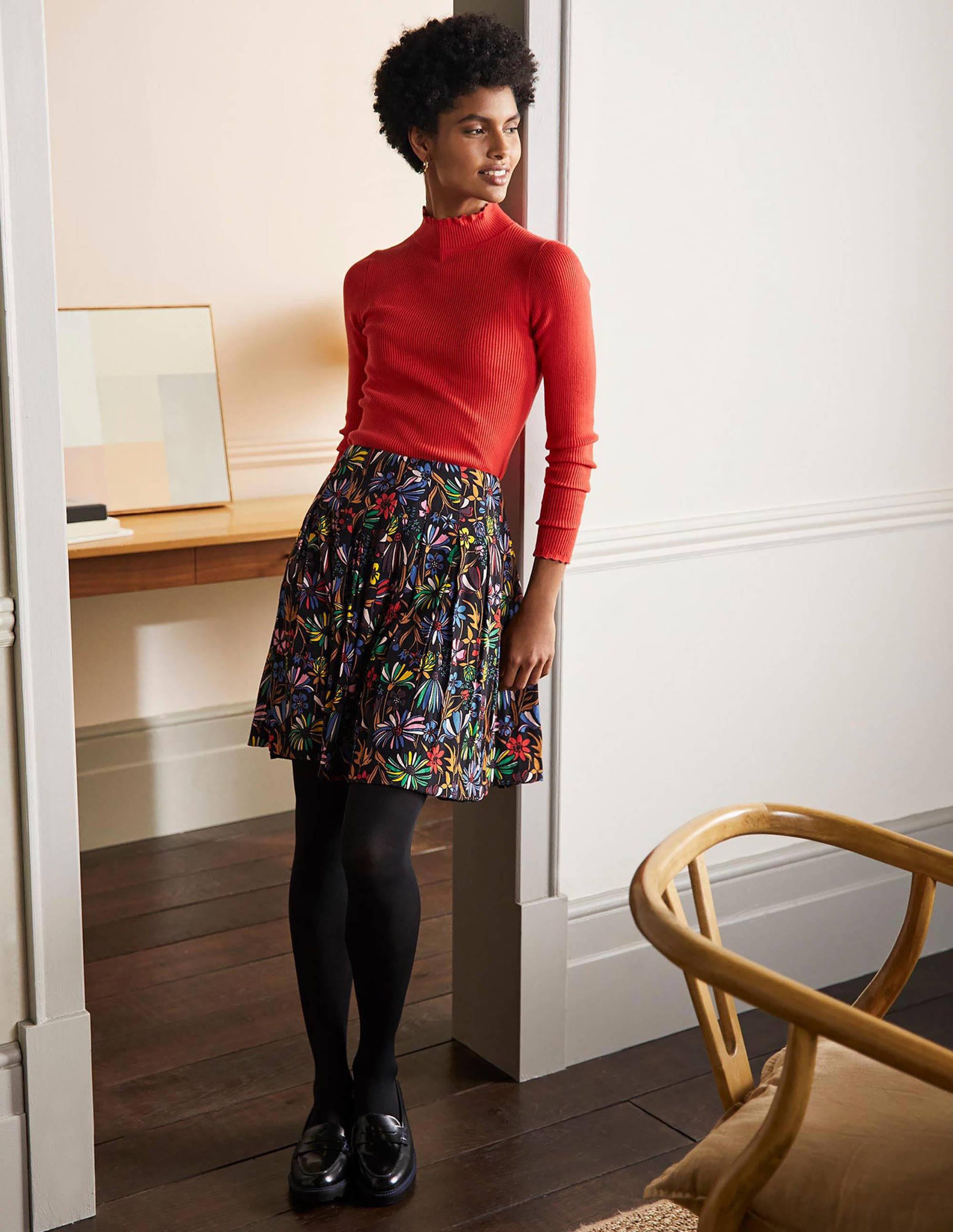 Victoria Pleated Skirt-Black, Wild Dandelion - Image 4