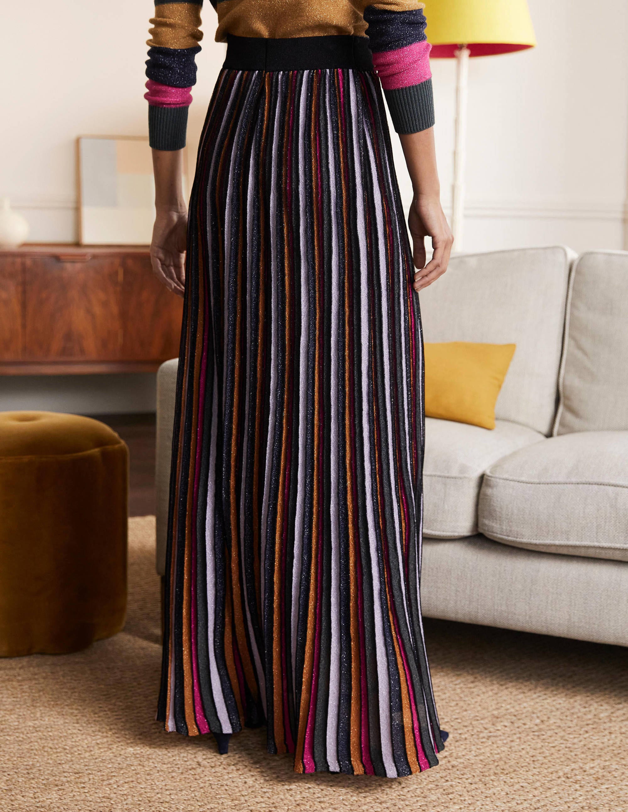 Knitted Party Skirt-Multi Lurex Stripe - Image 3