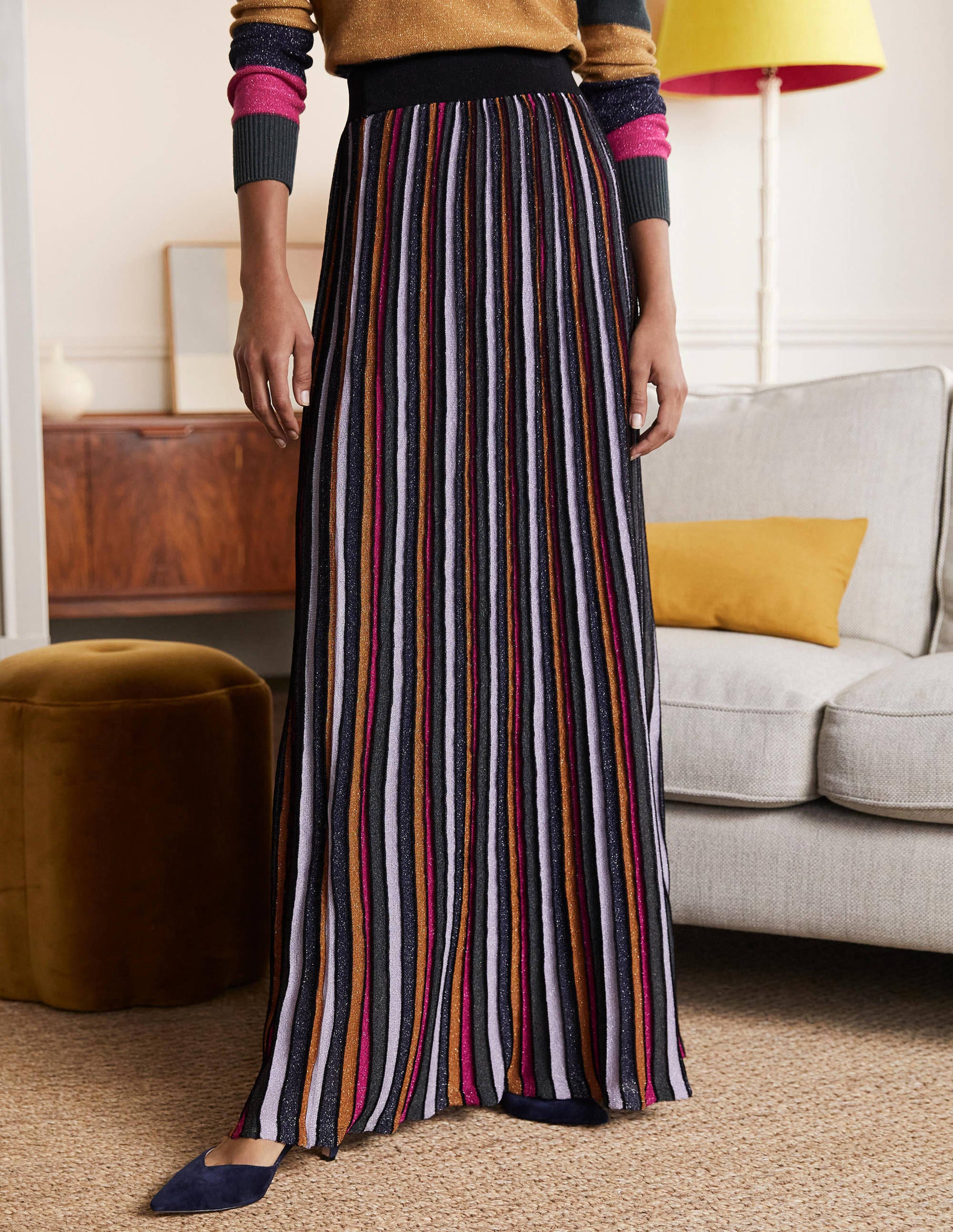 Knitted Party Skirt-Multi Lurex Stripe - Image 4