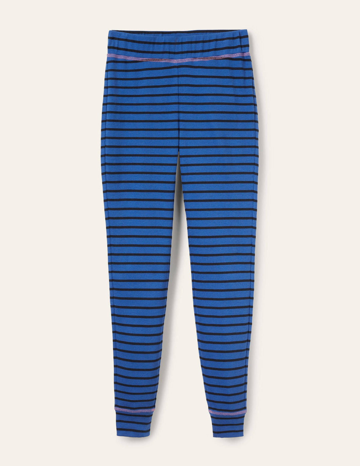 Ribbed Pajama Leggings-Porcelain Blue and Navy Stripe-5