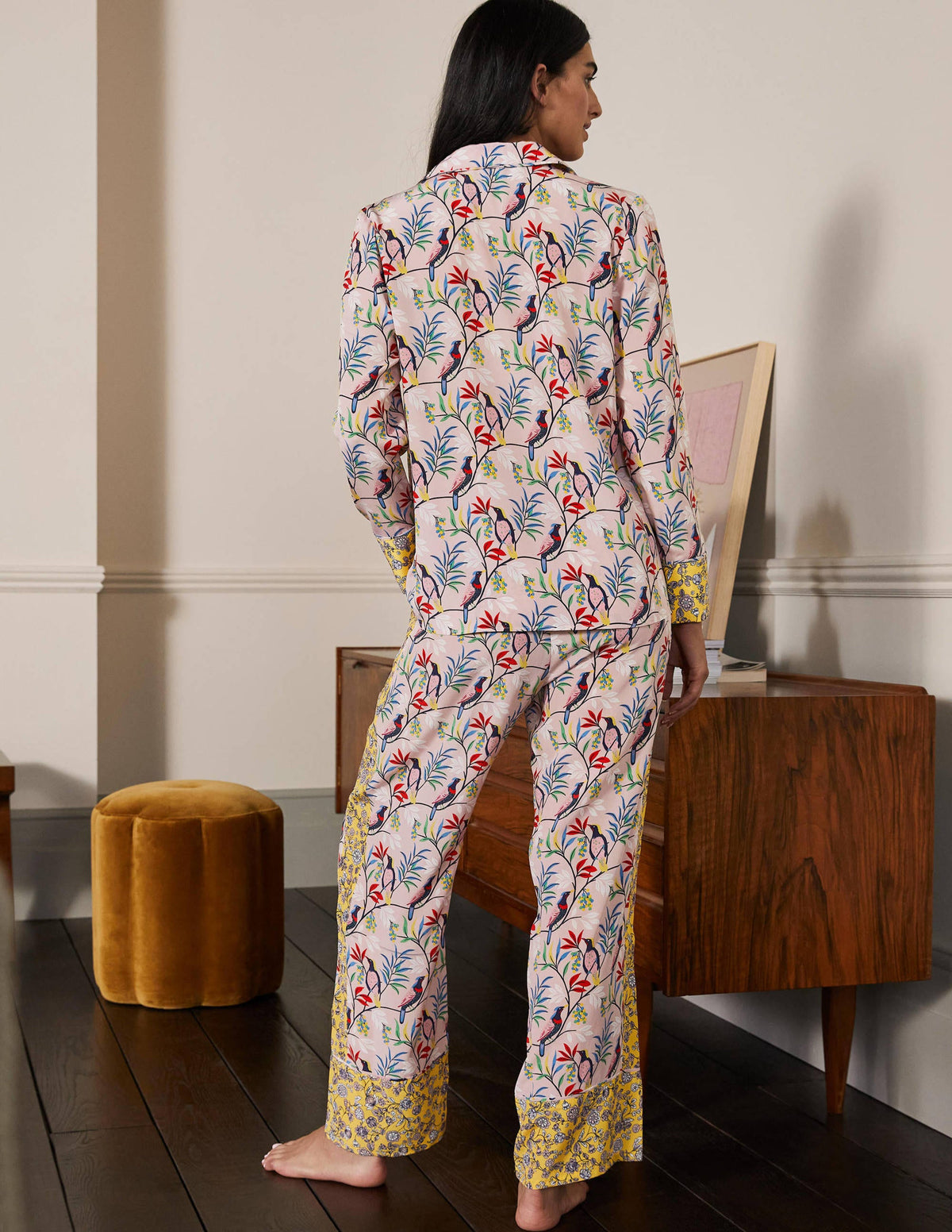 Silk Pajama Set-Milkshake, Berry Bird - Image 2