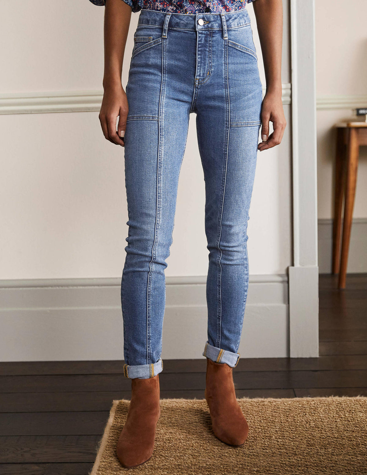 Seam Detail Skinny Jeans-Light Vintage-4