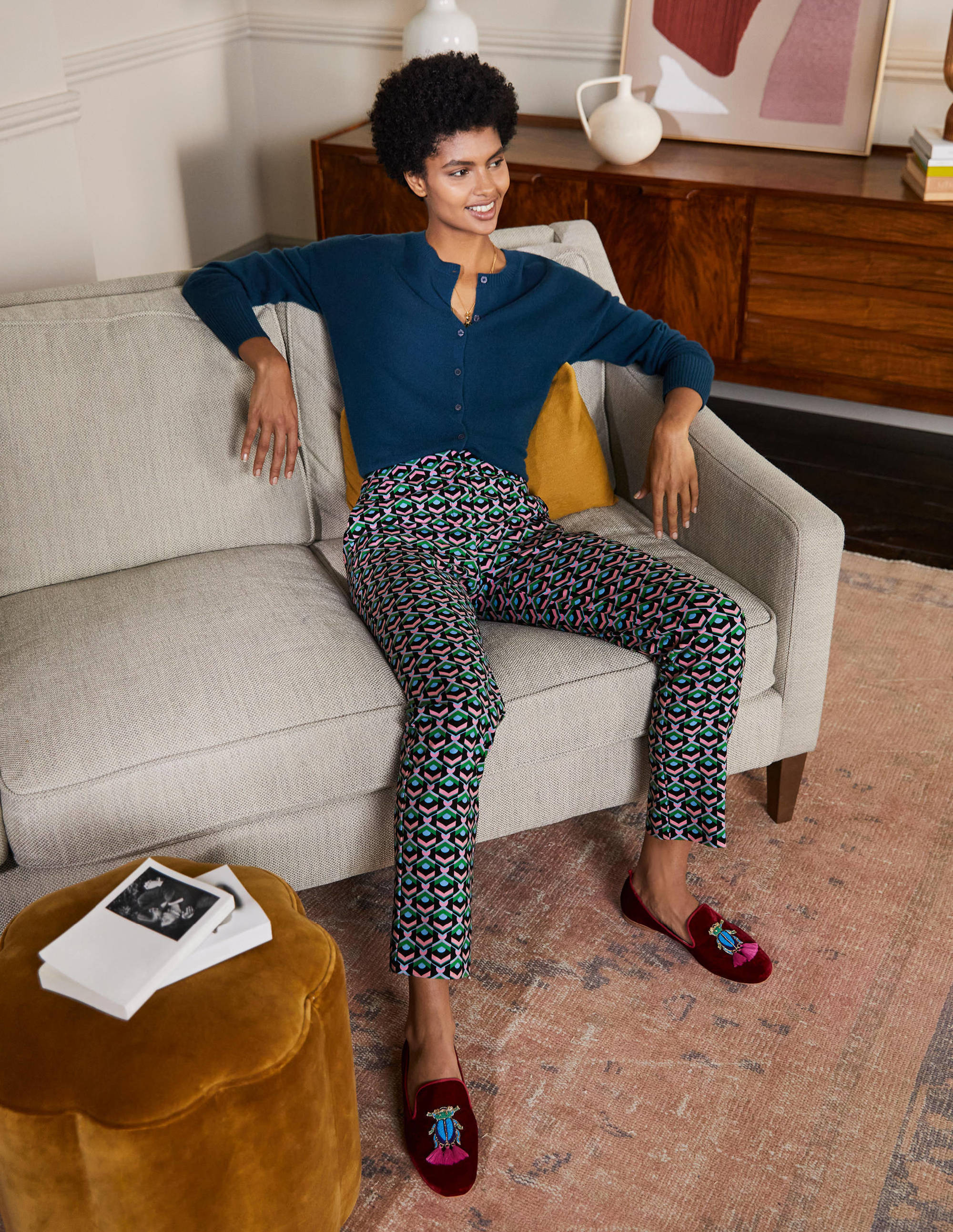 Richmond 7/8 Pants-Black, Geometric Tile - Image 4