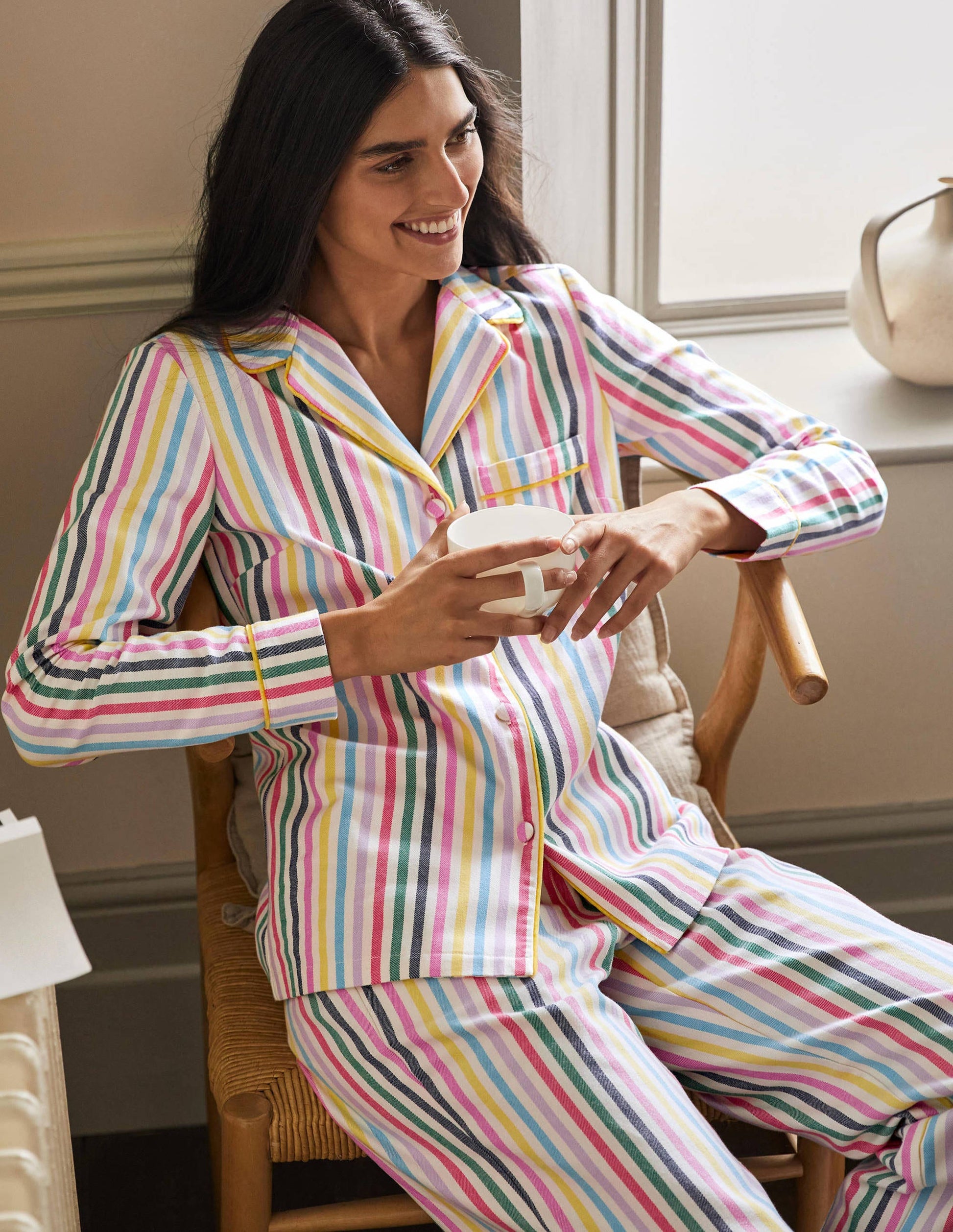 Vanessa Cosy Pajama Set-Sail Woven Rainbow Stripe-4