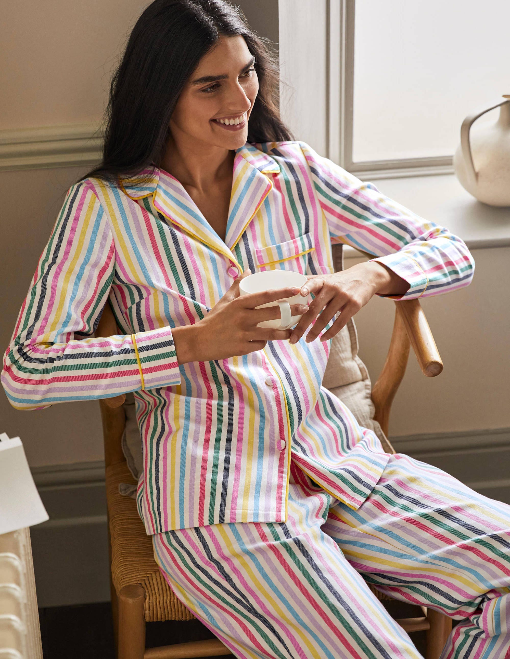 Vanessa Cosy Pajama Set-Sail Woven Rainbow Stripe - Image 4