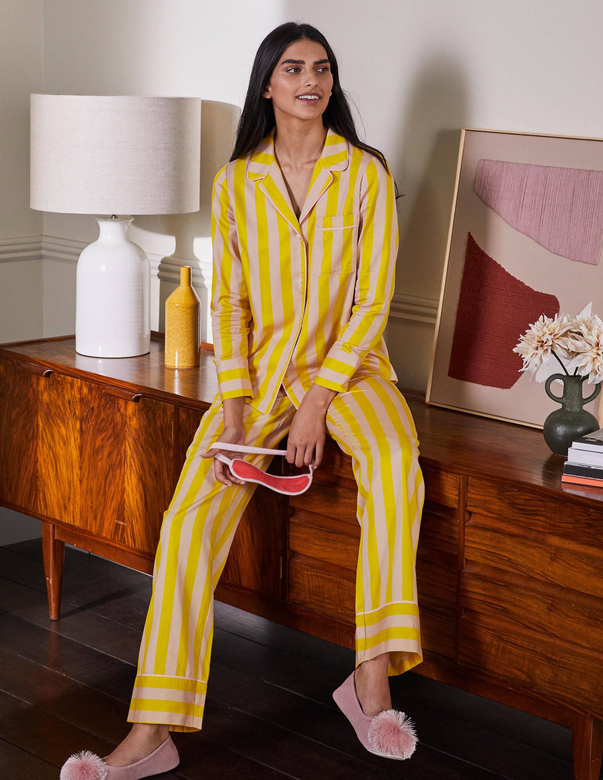 Janie Pajama Shirt-Milkshake and Wasp Stripe - Image 4